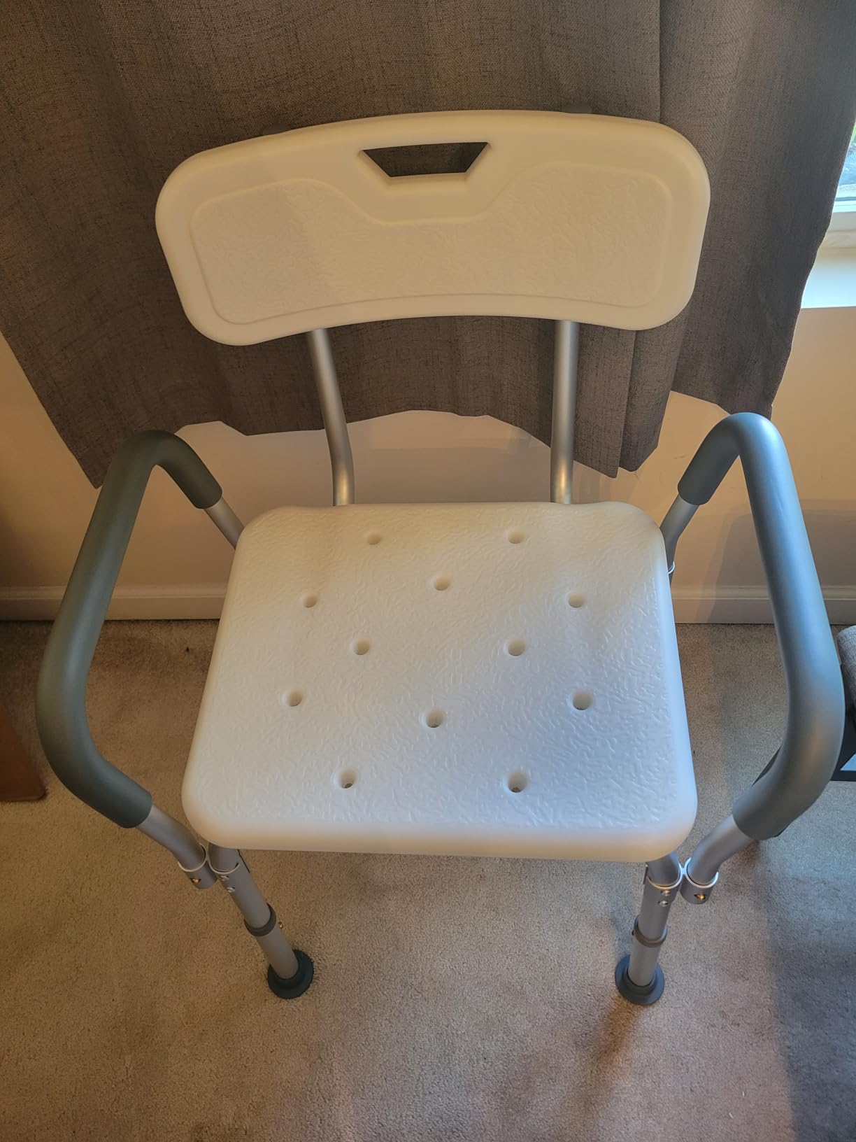 Medline Shower Chair Seat with Padded Armrests and Back | Heavy Duty Shower Chair for Bathtub | Slip Resistant Shower Seat with Adjustable Height | Shower Chair for Inside Shower with 350 lb Capacity customer photo 2