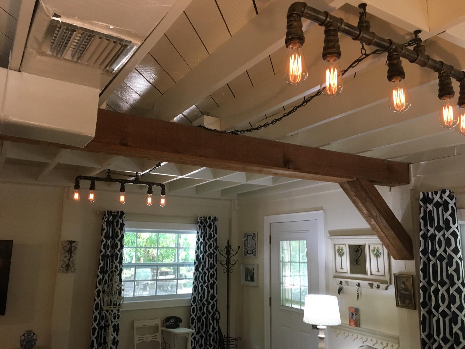 LightInTheBox Rustic Industrial Tube Pipe Chandeliers, Steampunk Pendant Light Fixture 5-Light Edison Farmhouse Ceiling Lamp for Dining Room Living Room Bar customer photo 2