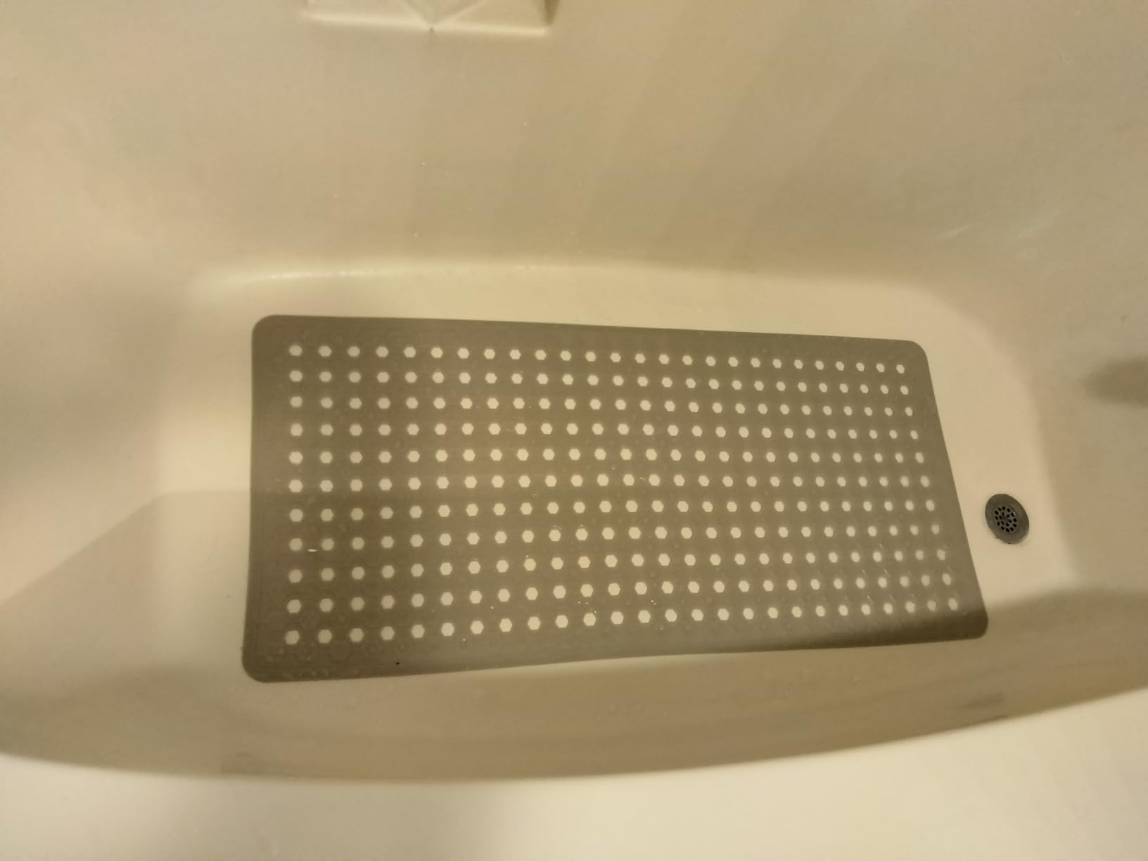 GORILLA GRIP Bath Tub Shower Mat, Bathtub Floor Liner, 35x16 Clear Gray | Patented Large Mats, Machine Washable, Suction Cups and Drain Holes to Keep Tubs Clean, Soft on Feet, Bathroom Essentials customer photo 1