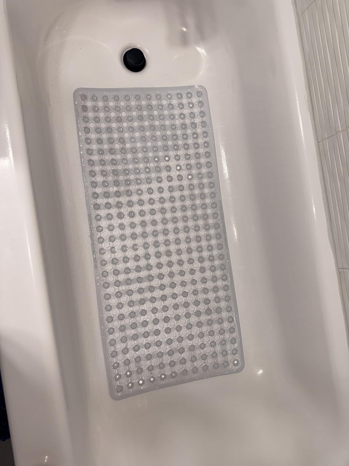 GORILLA GRIP Bath Tub Shower Mat, Bathtub Floor Liner, 35x16 Clear Gray | Patented Large Mats, Machine Washable, Suction Cups and Drain Holes to Keep Tubs Clean, Soft on Feet, Bathroom Essentials customer photo 2