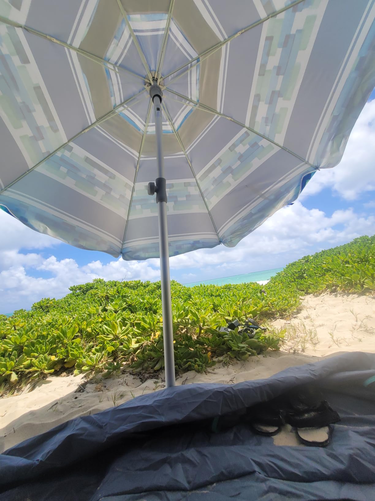 AMMSUN 7ft Heavy Duty High Wind Beach Umbrella Parasols with Sand Anchor Vent Tilt UPF 50+ Sun Protection Portable Outdoor Sunshade Umbrellas customer photo 2