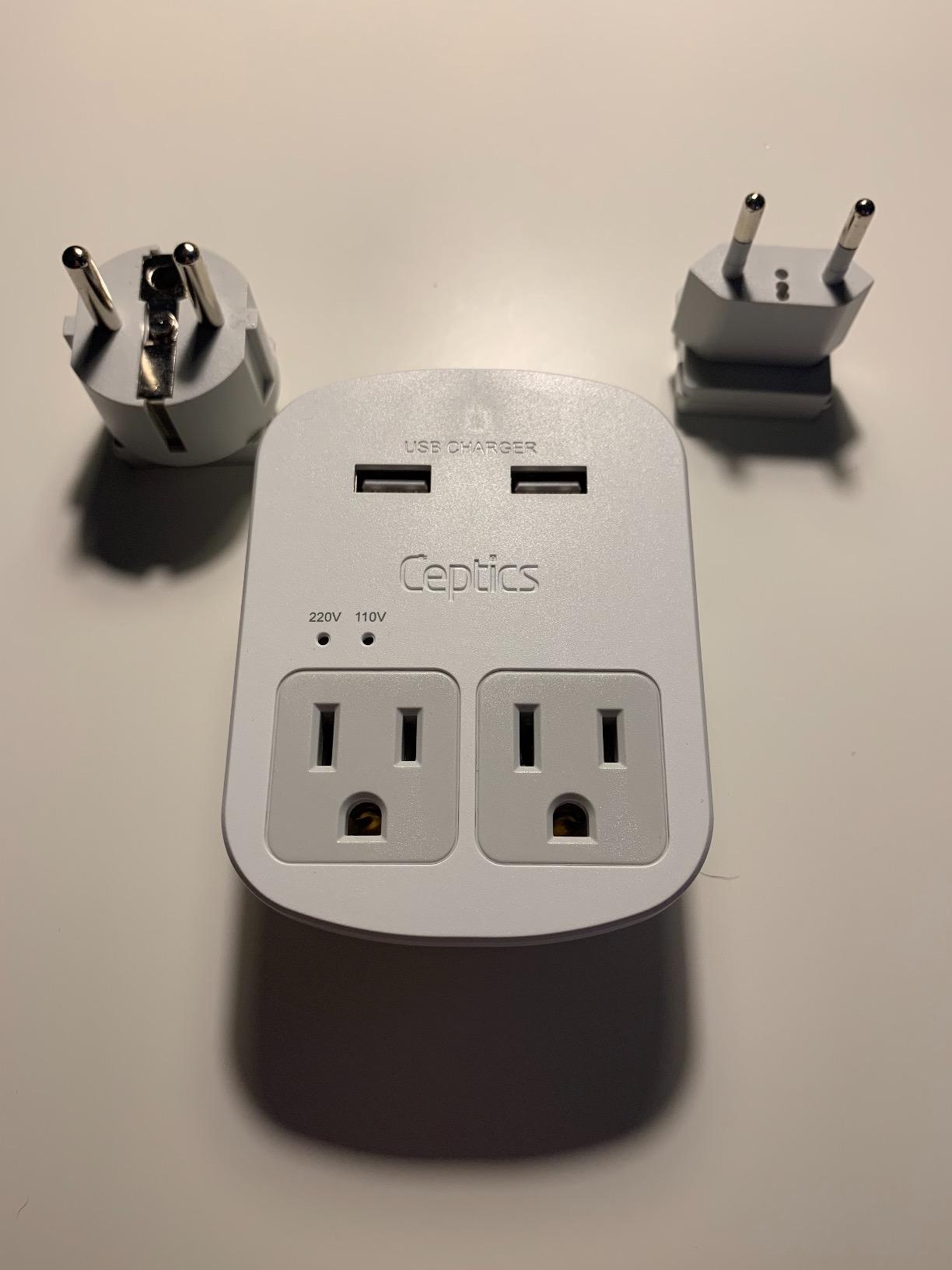Ceptics 35W Universal Travel Adapter Kit - 2 USA sockets, USB-A, USBC, 1x PD 35W USB-C and USBC Cable, Surge Protected, Plugs for EU, UK, China, AU, Japan - for Laptop, Phone, Camera-ETL Tested customer photo 1