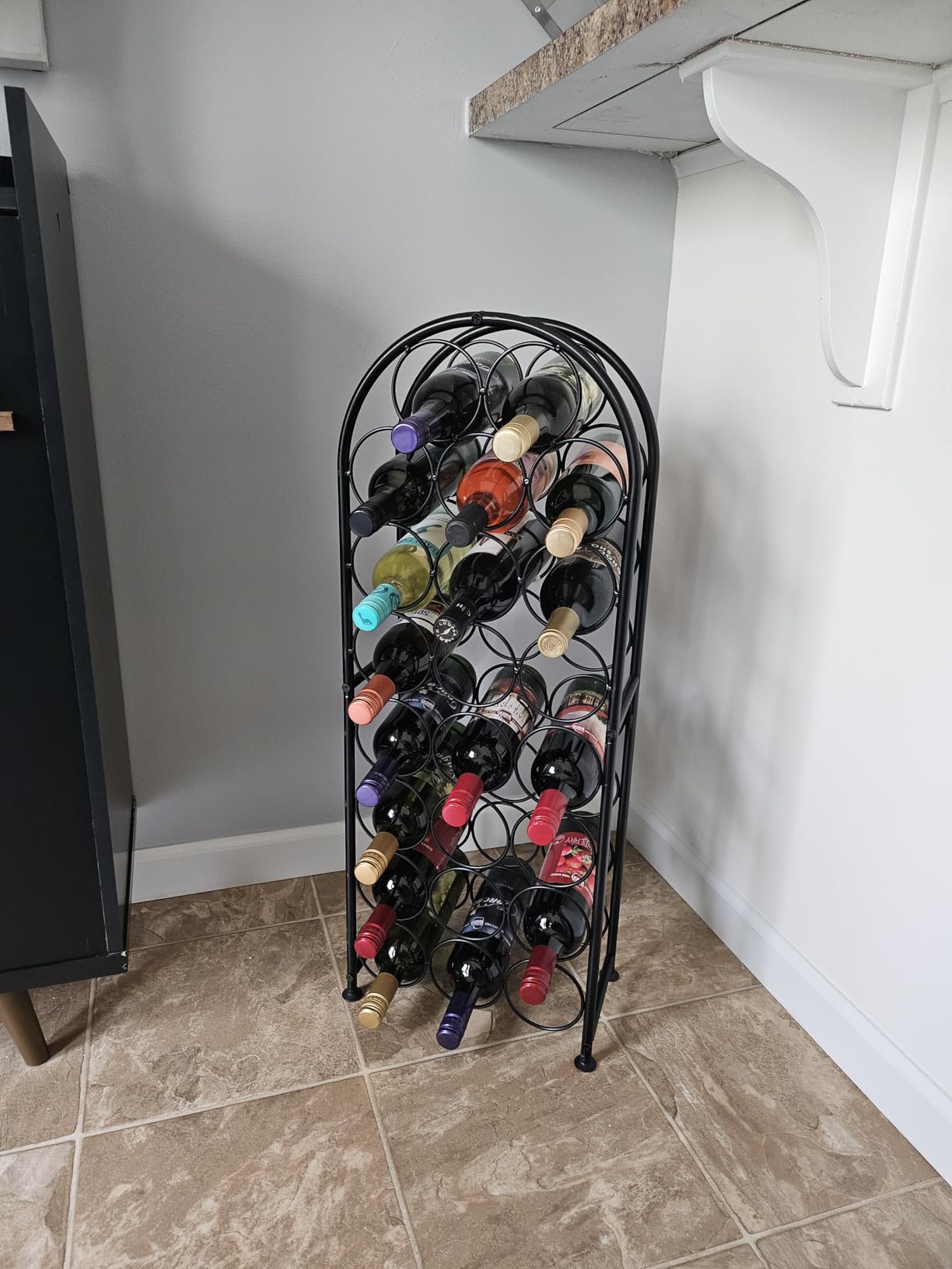 PAG-Mass 23 Bottles Arched Freestanding Floor Metal Wine Rack Wine Bottle Holders Stands, Black customer photo 2
