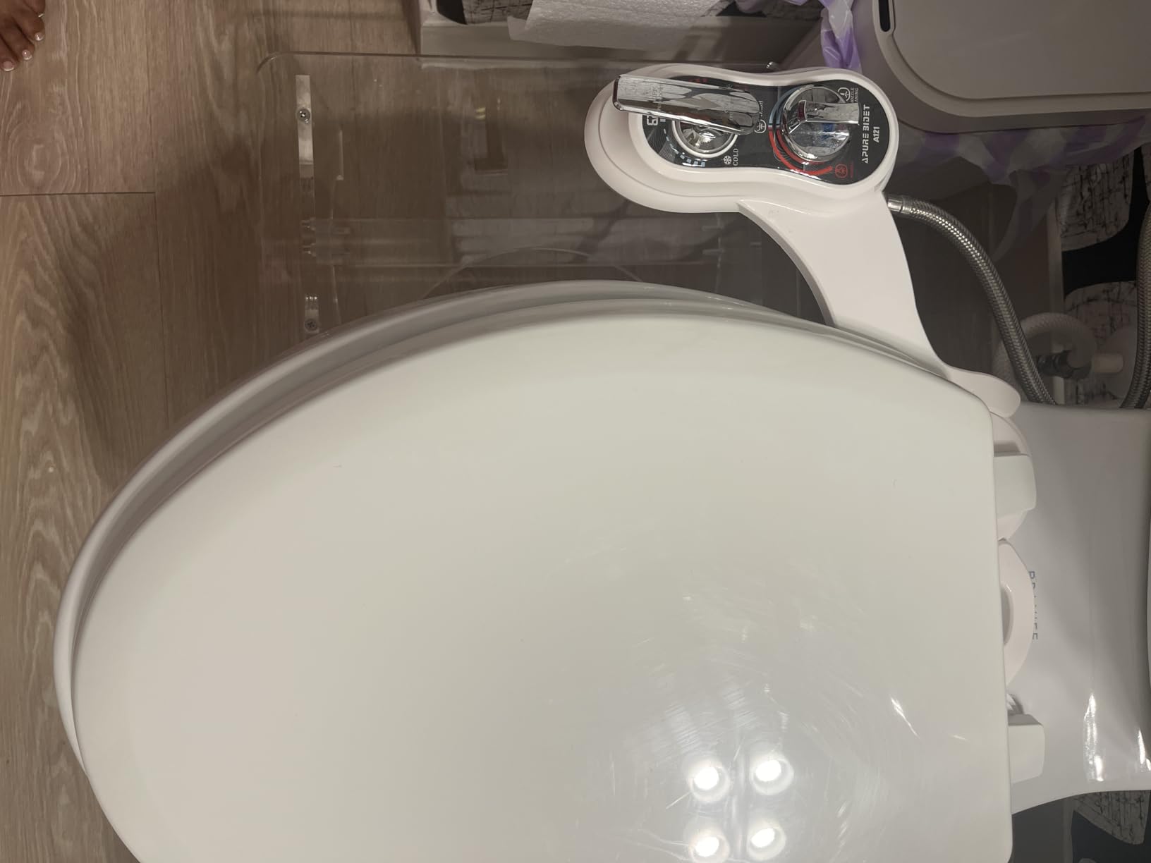 APURE BIDET A121 - Hot and Cold Water Bidet Attachment for Toilet Seat - Dual nozzle - Rear and Feminine Wash- Selfcleaning- Adjustable Water Pressure Non-Electric Bidet Toilet Seat Attachment customer photo 2