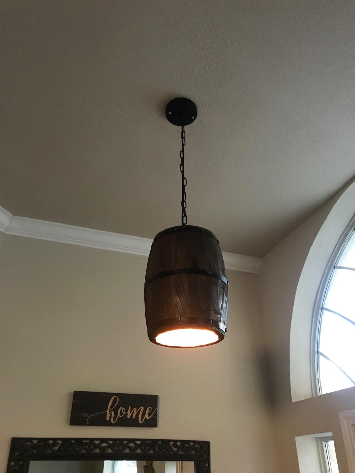 Antique Wood Wine Barrel Pendant Light | Hanging Fixtures Rustic for Kitchen Bar Ceiling Lamp (S) customer photo 1