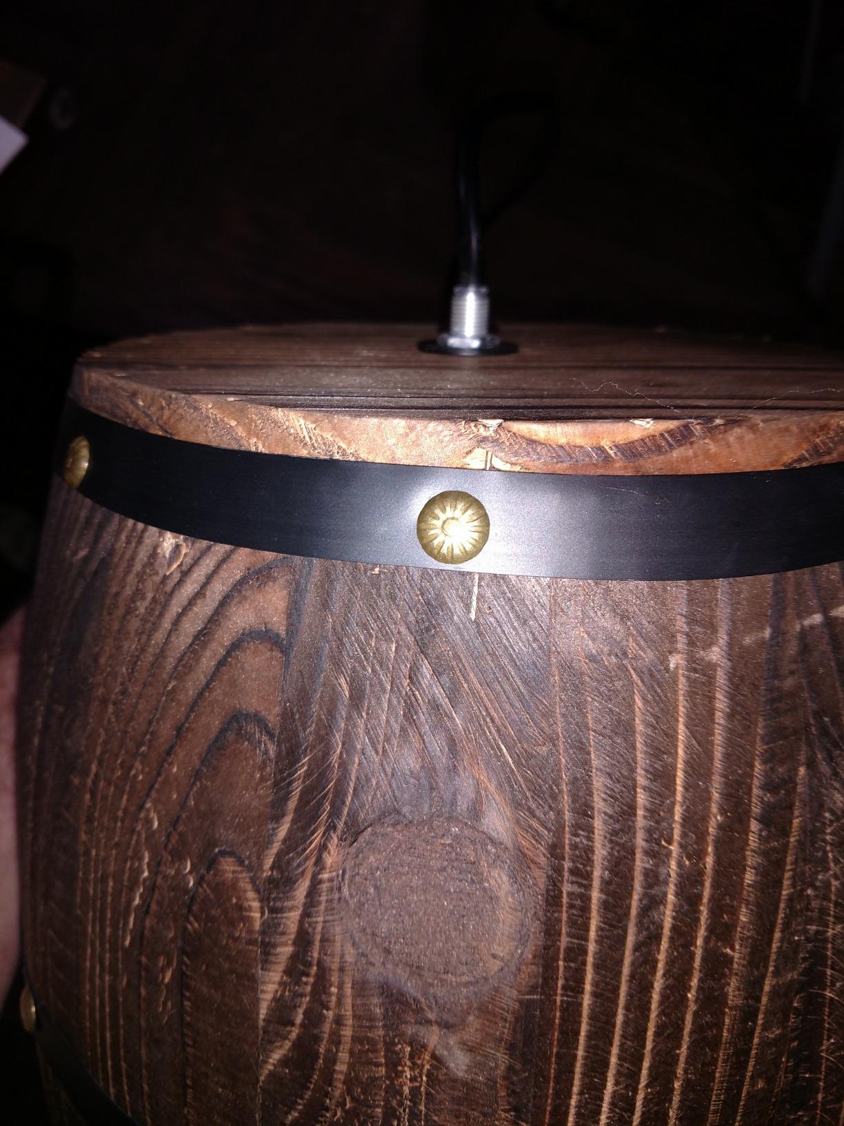 Antique Wood Wine Barrel Pendant Light | Hanging Fixtures Rustic for Kitchen Bar Ceiling Lamp (S) customer photo 2