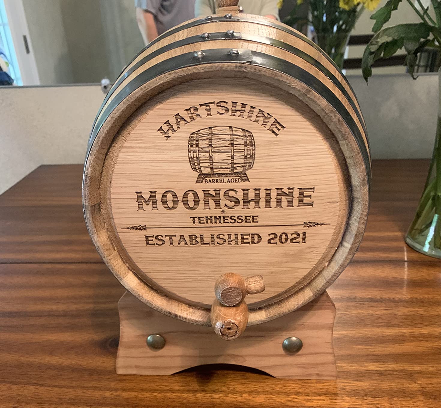 Personalized - Custom American White Oak Bourbon Aging Barrel - Oak Barrel Aged (5 Liters, Black Hoops) customer photo 1