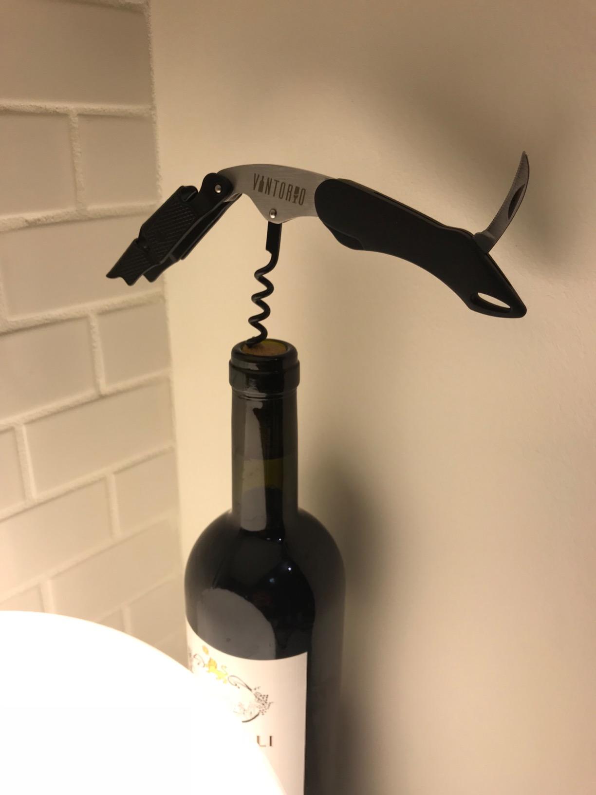 Vintorio Professional Waiters Corkscrew - Wine Key with Ergonomic Rubber Grip, Beer Bottle Opener and Foil Cutter (1 Pack) customer photo 2