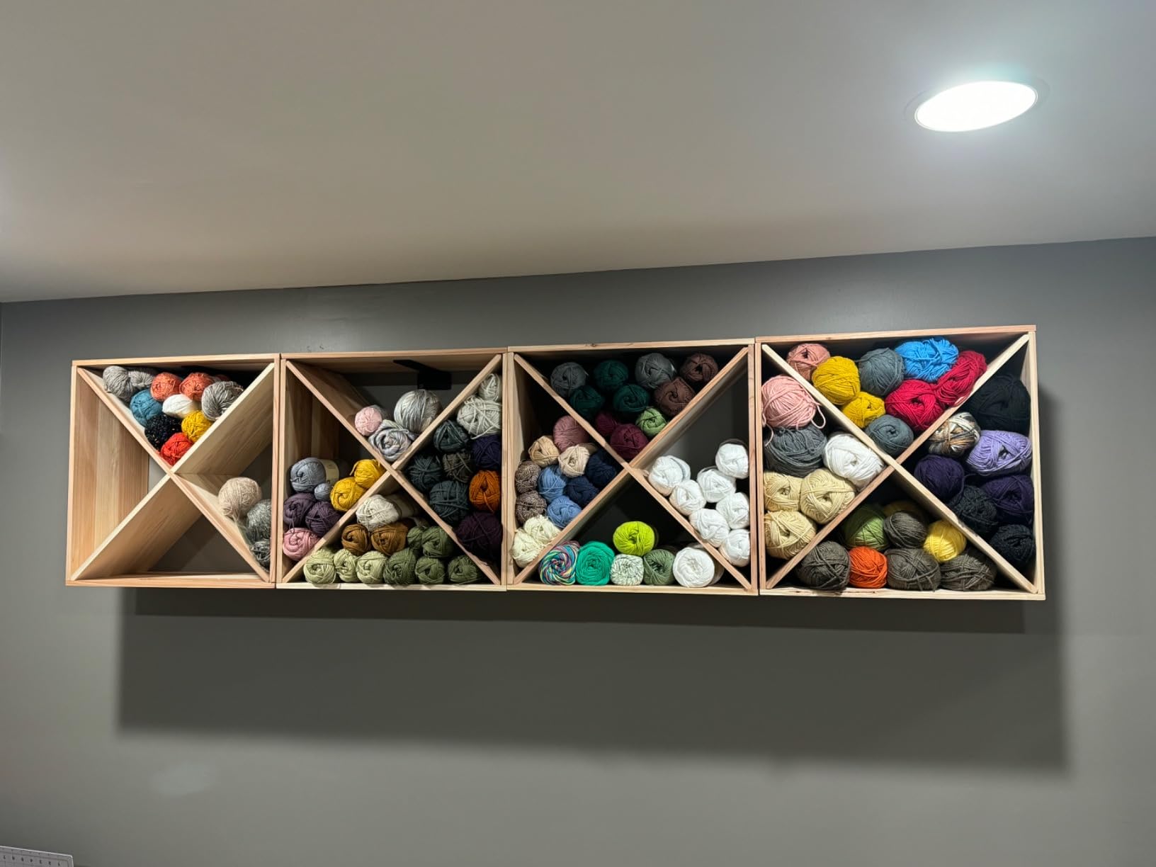 JAXPETY 24 Bottle Wine Rack Holder Compact Cellar Cube Bar Storage Kitchen Decor Wood Display Home, Natural customer photo 1