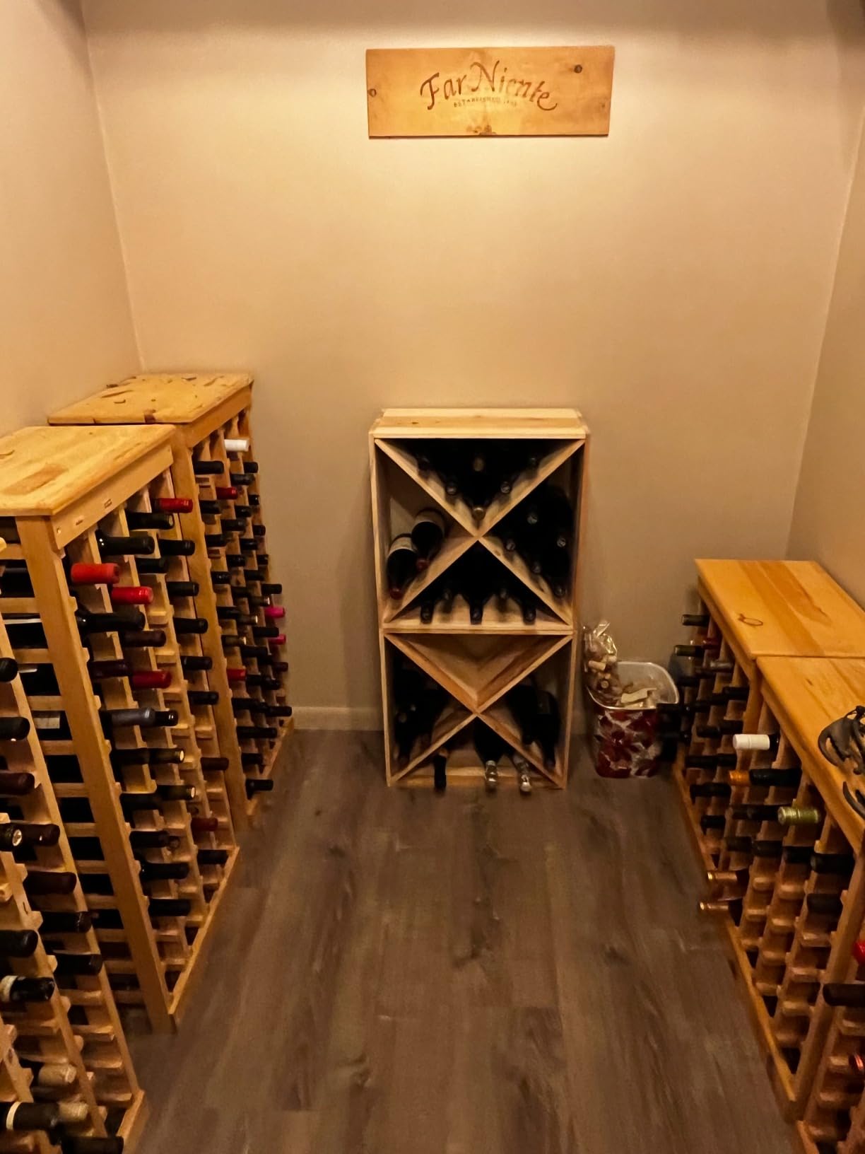 JAXPETY 24 Bottle Wine Rack Holder Compact Cellar Cube Bar Storage Kitchen Decor Wood Display Home, Natural customer photo 2