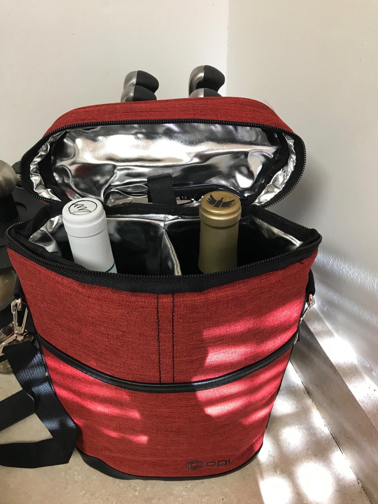 opux 2 Bottle Wine Carrier Tote, Insulated Leakproof Wine Cooler Bag, Wine Travel Bag Tote for Picnic BYOB Beach, Portable Wine Bottle Carrying Case, Gift for Wine Lover Women Men Christmas customer photo 1