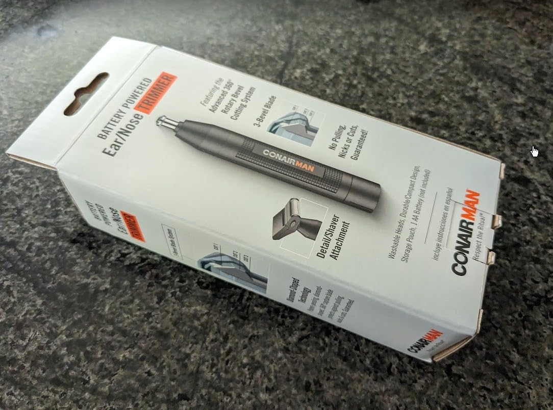 ConairMan Nose Hair Trimmer for Men, For Nose, Ear, and Eyebrows, Patent 360 Bevel Blade for No Pull, No Snag Trimming Experience, Cordless Trimmer 2 piece Set with Detail and Shaver Attachments customer photo 1
