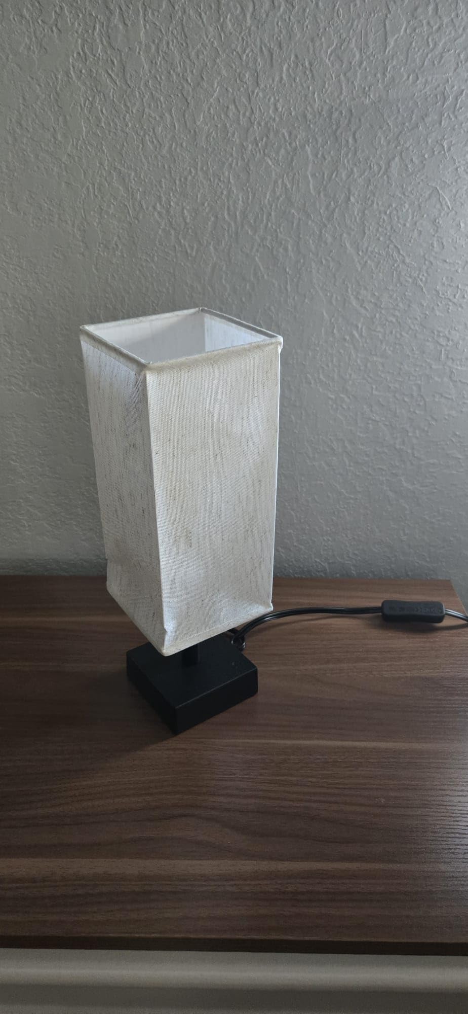 aooshine Small Bedside Table Lamp for Bedroom - Square Cream Fabric Shade | Inline Rocker Switch, Corded Electric, Bulb Not Included, 12.8