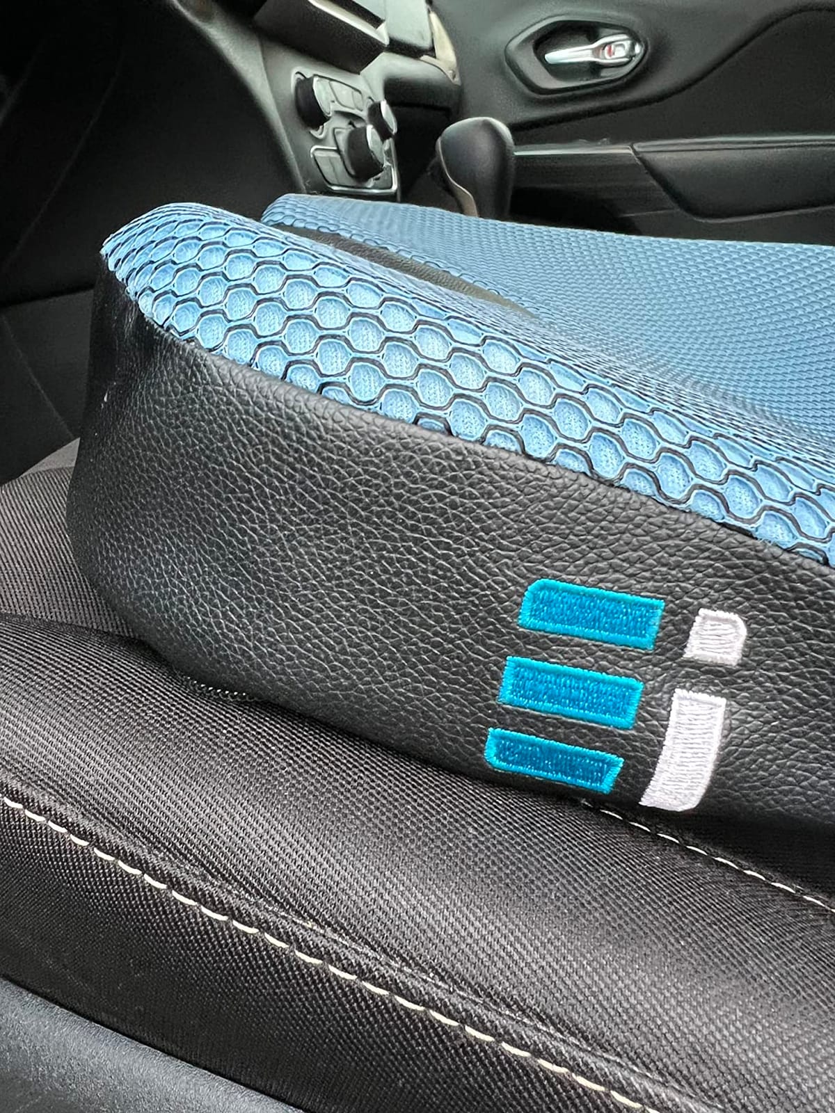 Premium Wedge Car Seat Cushion for Driving - Sciatica Seat Cushion for Car, Office, Home, Back Pain, Hip Support, Sciatica Pain Relief - Ergonomic Non-Slip Memory Foam Driving Pillow 17.5 x 15 x 3.5 customer photo 2