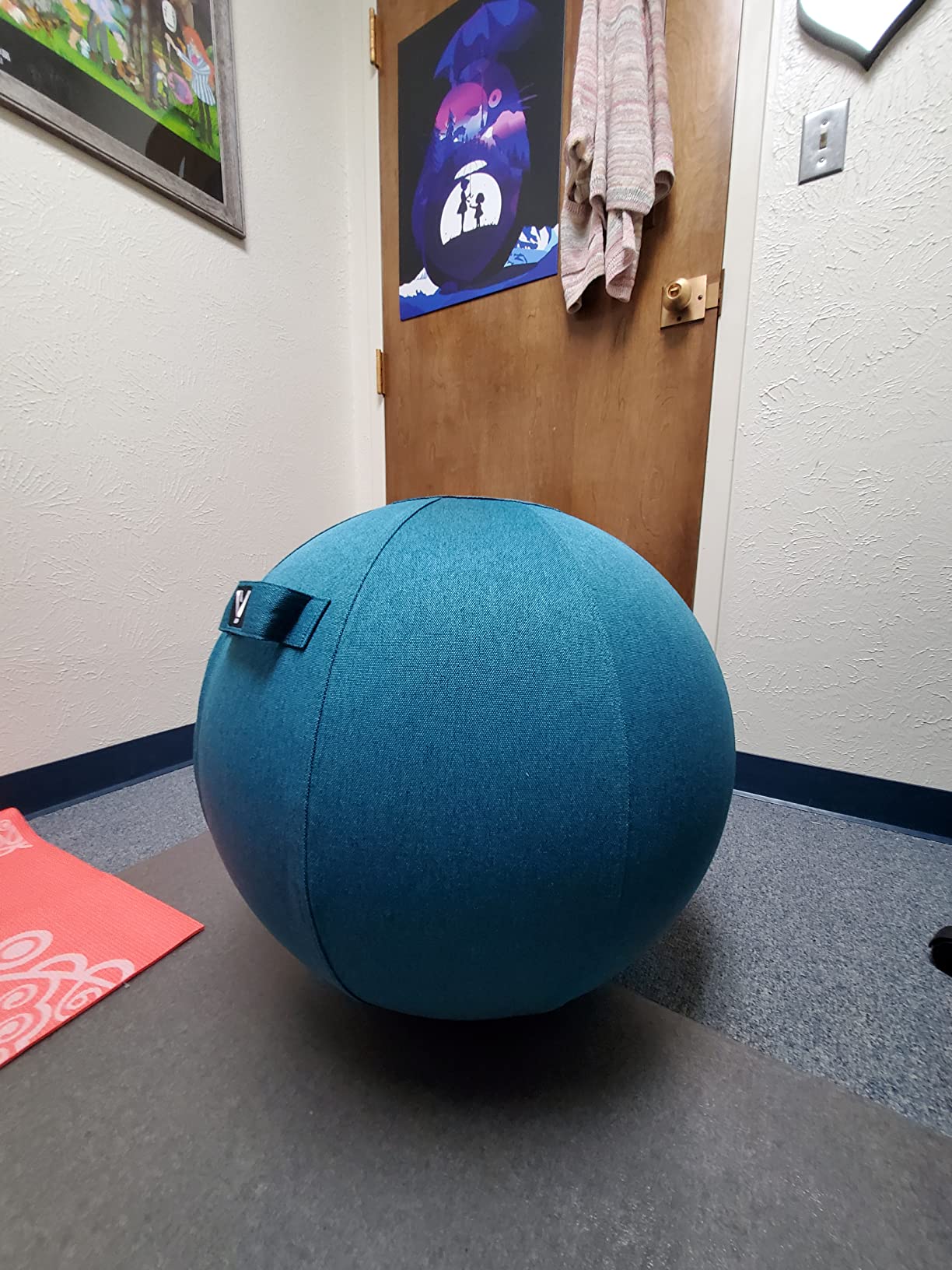 Sitting Ball Chair for Office and Home, Pilates Exercise Yoga Ball with Cover for Balance, Stability and Fitness, Ergonomic Posture Exercise Ball Seat with Handle and Pump customer photo 1