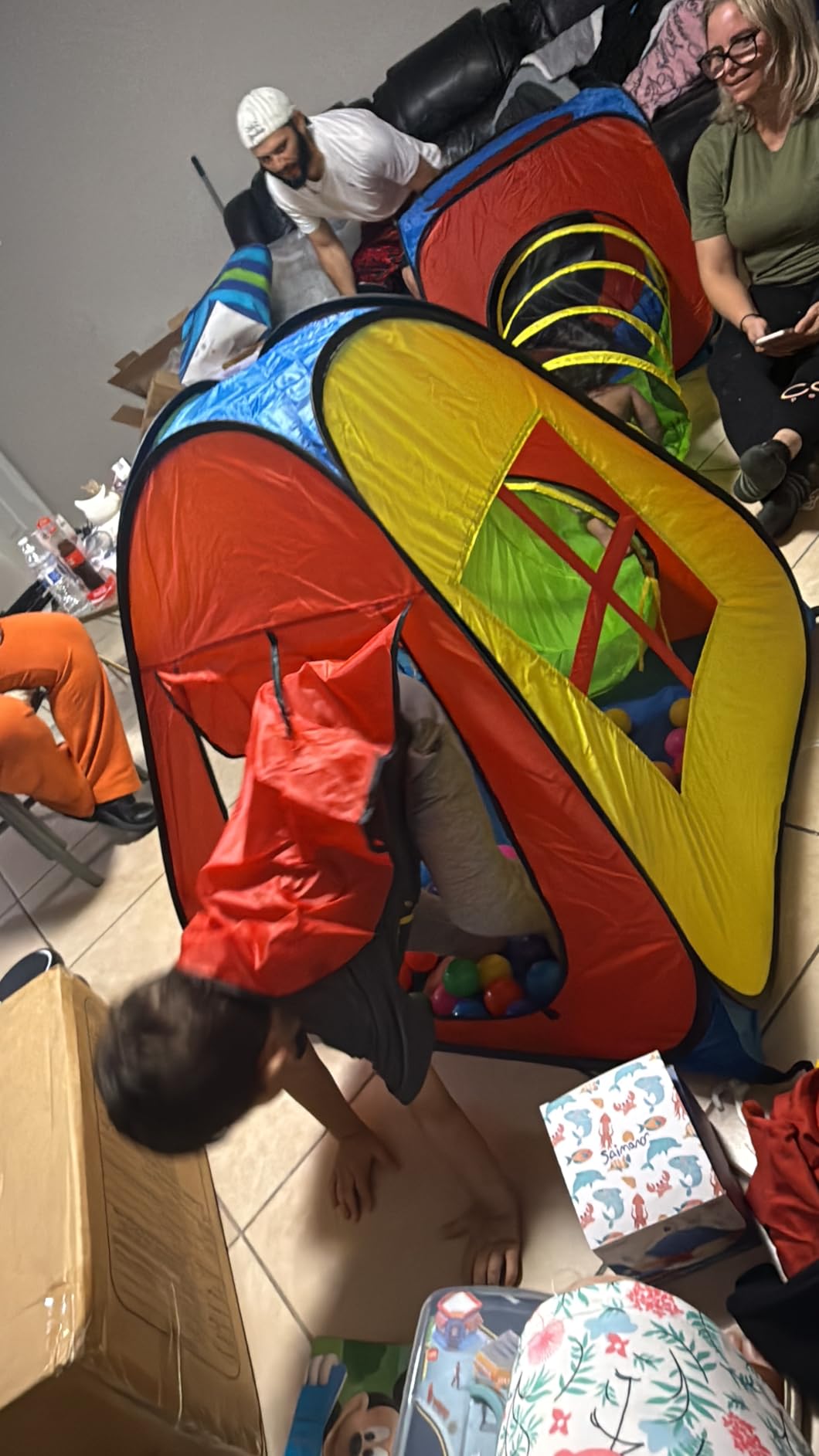 UTEX 3 in 1 Pop Up Play Tent with Tunnel, Indoor/Outdoor Playhouse, Baby Ball Pit, Tunnel Toys for Toddlers 1-3, Soft Neutral Style, Tear-resistant Fabric customer photo 2