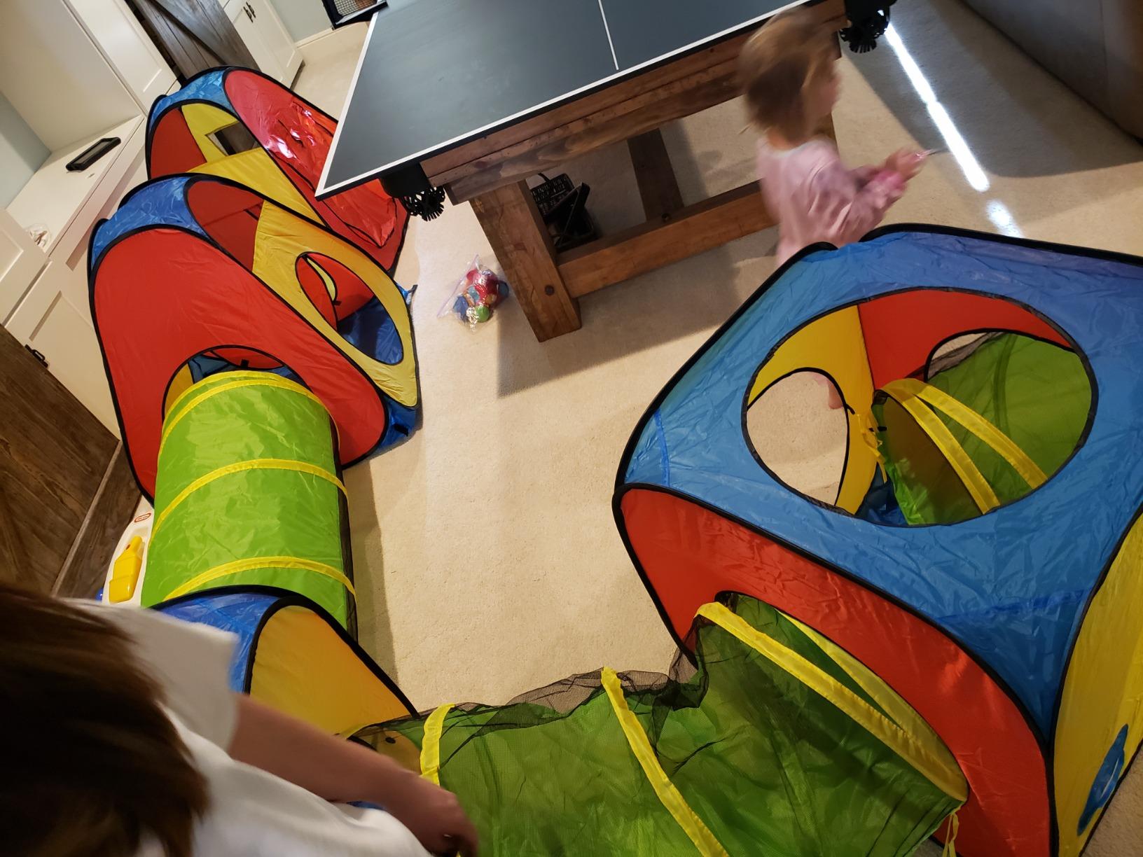 UTEX 8 in 1 Pop Up Kids Play Tent with 4 Tunnel, Indoor/Outdoor Playhouse, Baby Tunnel, Tunnel Toys for Toddlers 1-3, Primary Color Style, Tear-resistant Fabric customer photo 1