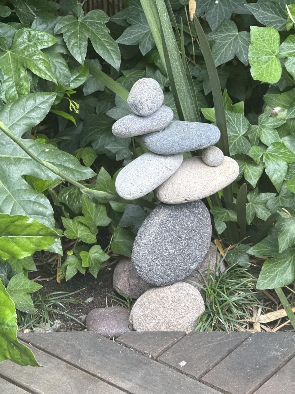 Ancient Graffiti Eight-Stone Balancing Cairn - Indoor/Outdoor Garden Decoration customer photo 1