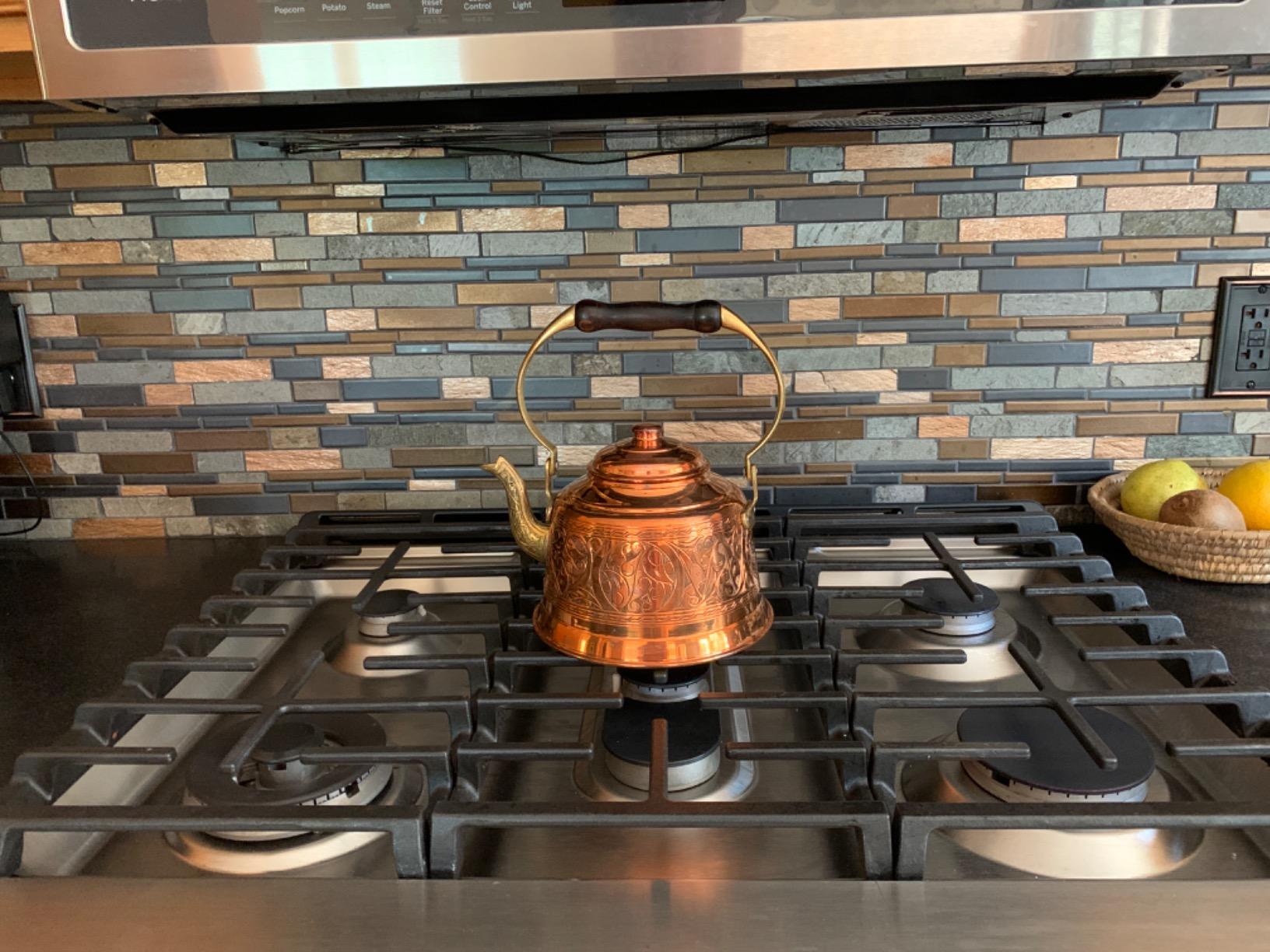 DEMMEX Heavy Gauge 1mm Thick Engraved Solid Copper Tea Pot Kettle Stovetop Teapot, Handmade (1.6-Quarts - Engraved) customer photo 1