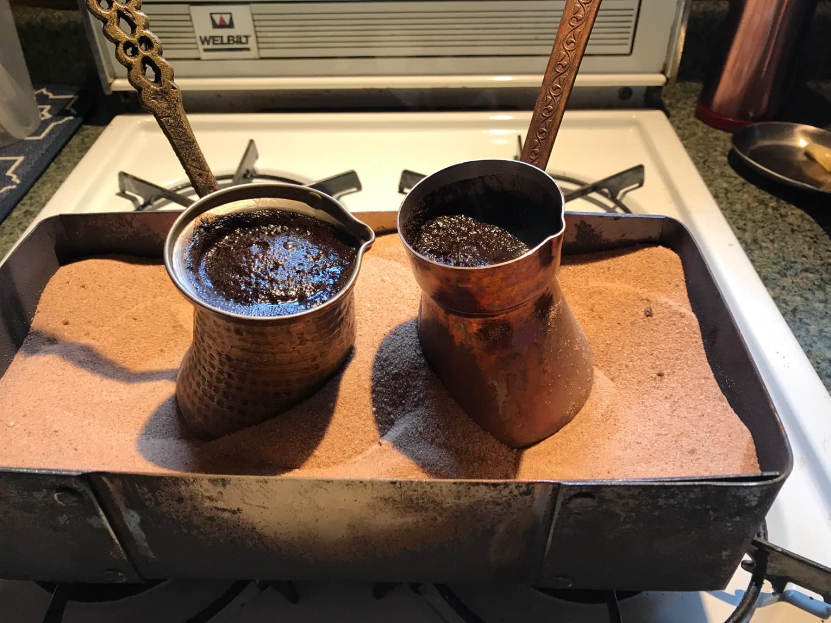 Handmade Armenian Coffee Pot Maker 27 Fl Oz (800ml) Induction Copper Jazva Ararat Turkish Arabic Greek Cezve Jezve Ibrik Turka Jazve Wooden Handle customer photo 1