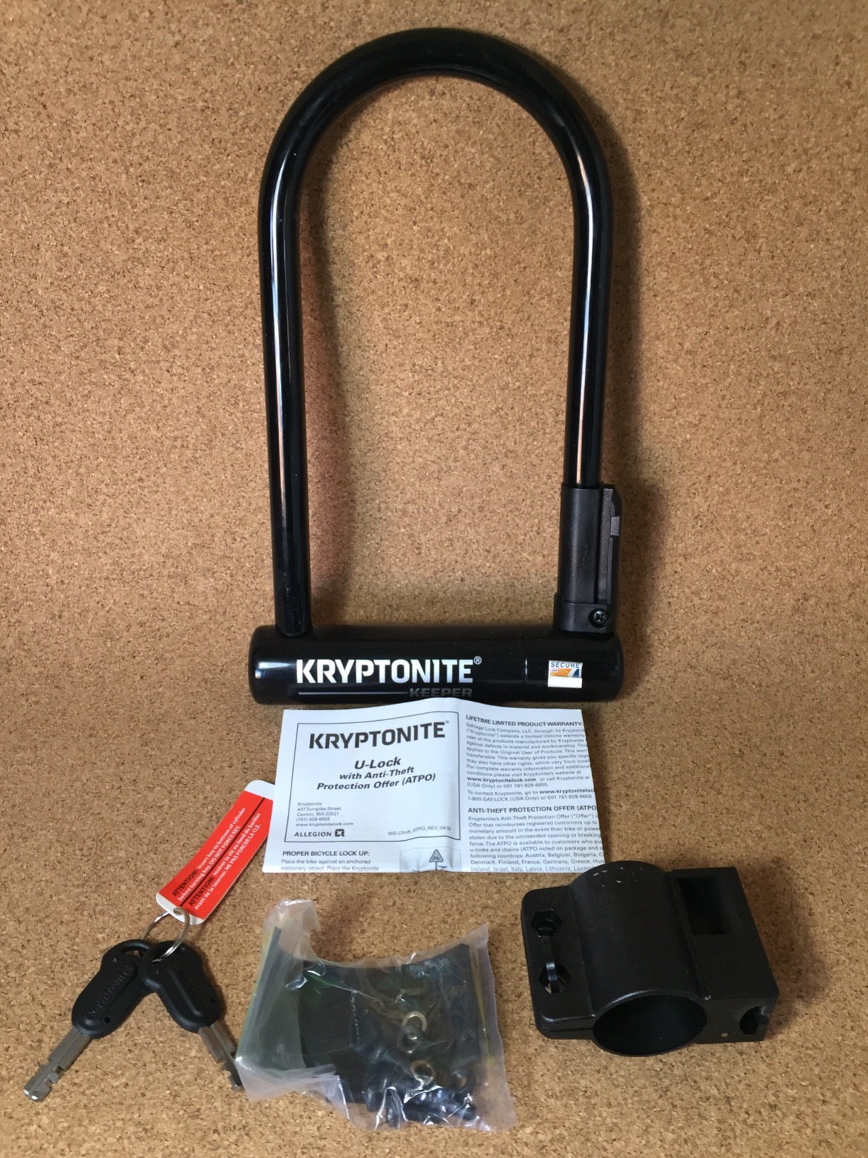 Kryptonite Keeper Standard Bike U-Lock, 12mm Hardened Steel Bicycle Lock | Heavy Duty Anti-Theft Shackle, Sold Secure Silver Rating, Includes Mounting Bracket and 2 Stainless Steel Ergonomic Keys customer photo 2