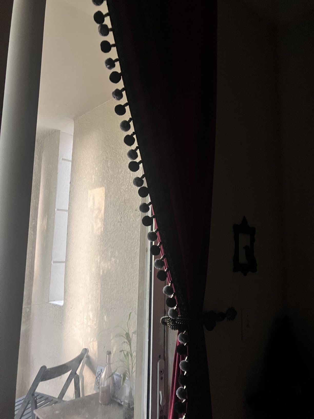 Luxury Velvet Curtains with Tassel Trim, Vintage Bohemian Style, Blackout Drapes with Decorative Tiebacks for Living Room or Bedroom (Burgundy, (52W×96L)×2) customer photo 2