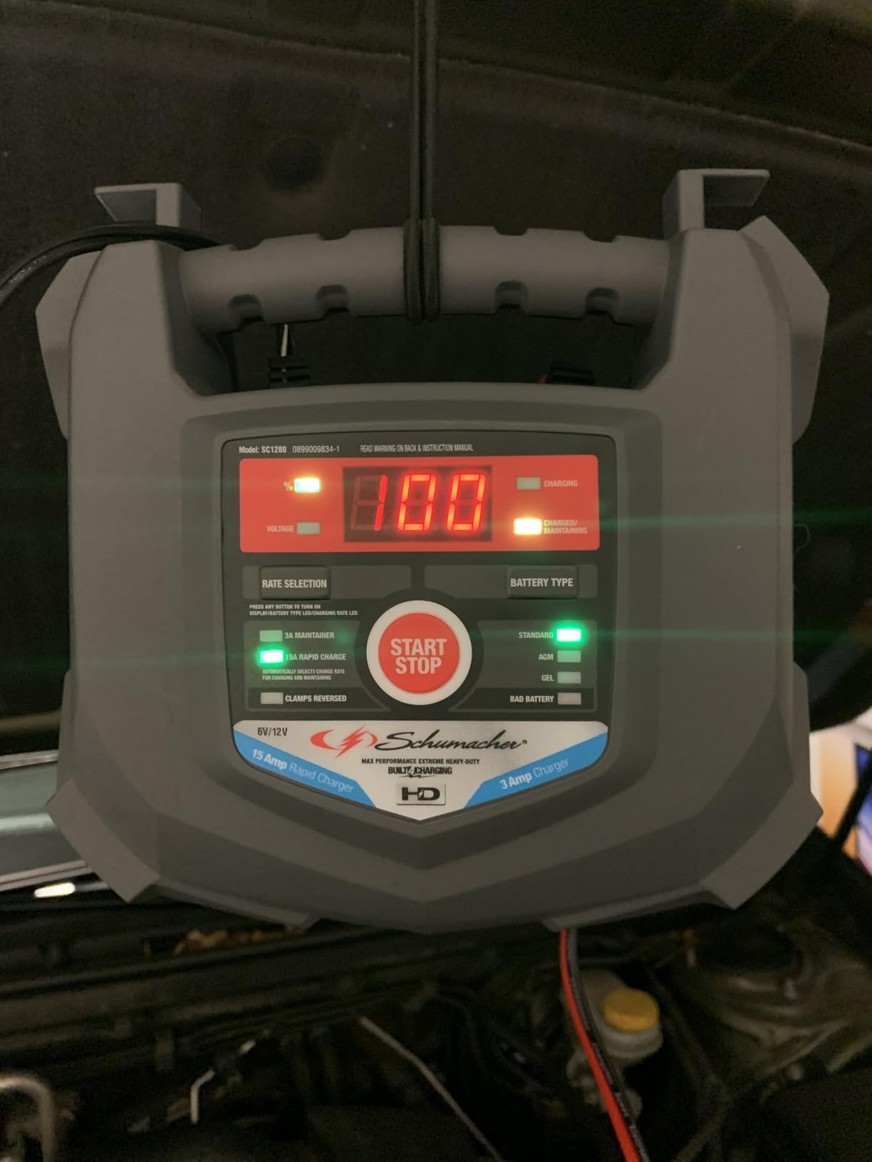 Schumacher Electric Car Battery Charger 12V/6V - Trickle Charger, Maintainer for Automobile & Marine Batteries (AGM/Gel/Deep Cycle) - SC1280 customer photo 1