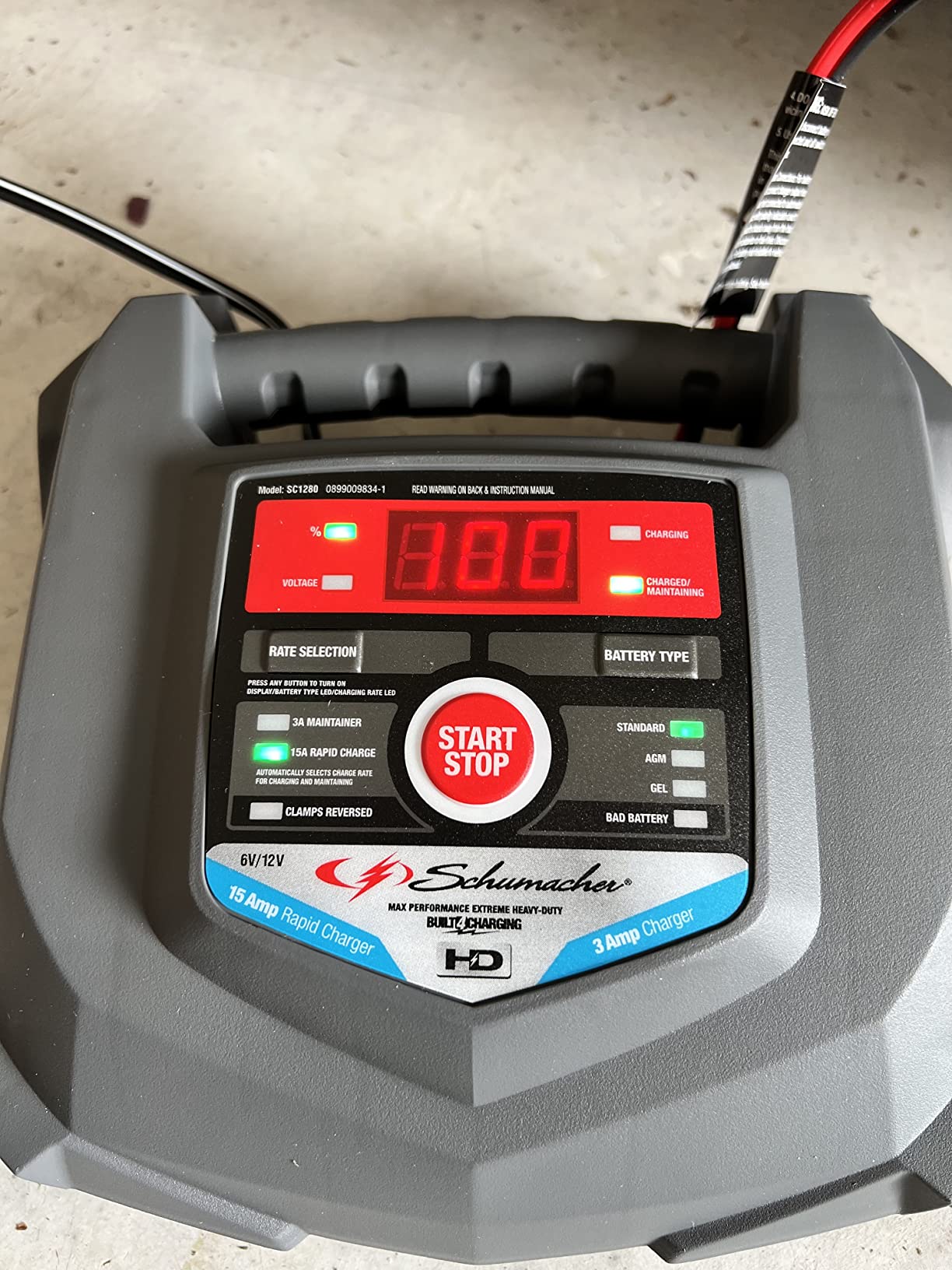 Schumacher Electric Car Battery Charger 12V/6V - Trickle Charger, Maintainer for Automobile & Marine Batteries (AGM/Gel/Deep Cycle) - SC1280 customer photo 2