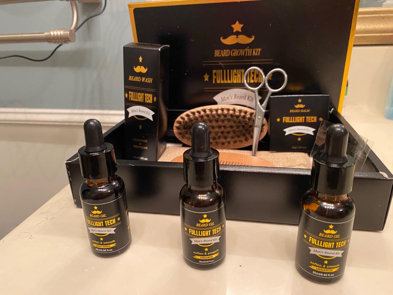 Beard Kit Gifts for Men, 3 Natural Beard Oil, Gently Soothes Itch & Dryness | Complete Beard Care & Grooming Kit with Wash, Balm, Oil,Brush,Comb,Scissors,Gift for Men, Dad,Husband on Birthday & Christmas customer photo 1