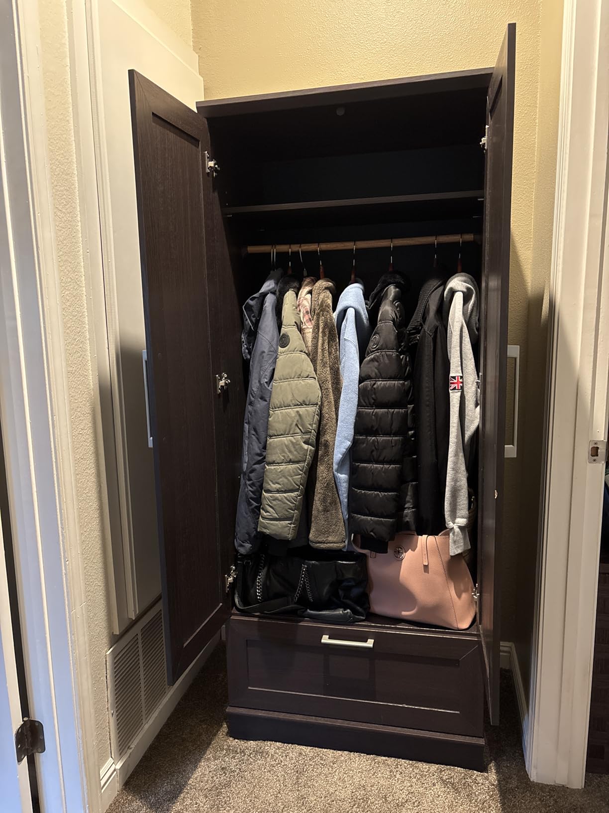 Sauder HomePlus Wardrobe/Storage Cabinet, Spacious Hidden Storage, Wardrobe Armoire, 29.1x20.9x71.2 - Soft White Finish customer photo 2