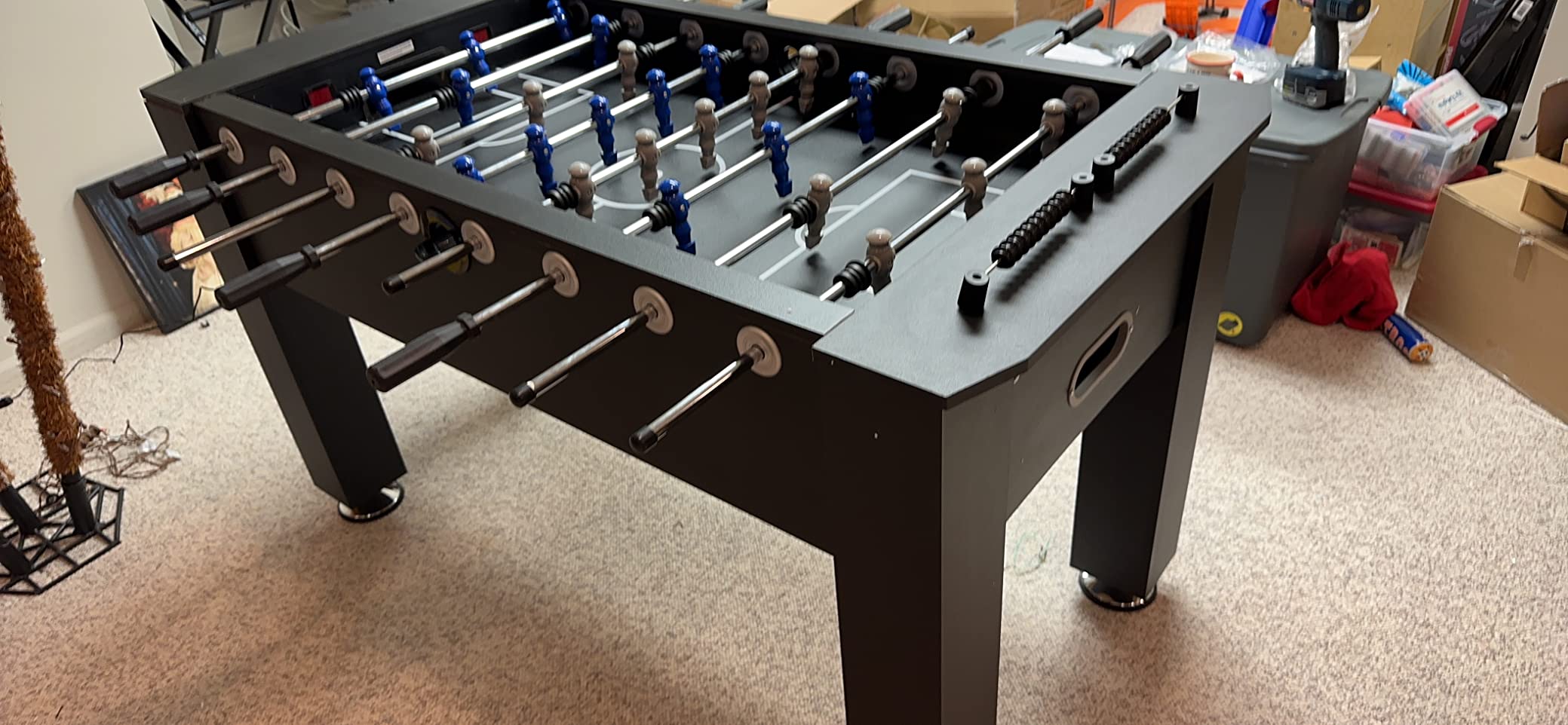 Atomic Azure LED Foosball Table - Light Up Arcade Style Table with In-Rail LED Lighting, Music, Electronic Scoring, Glow Foosball, 47
