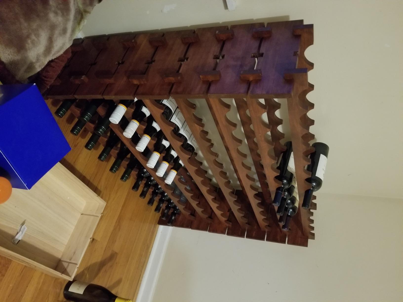 96 Bottle Modular Wine Rack Freestanding Floor Wine Holder, Stackable Wine Storage Rack Display Shelves, Solid Wood - Wobble-Free (96 Bottles) customer photo 2
