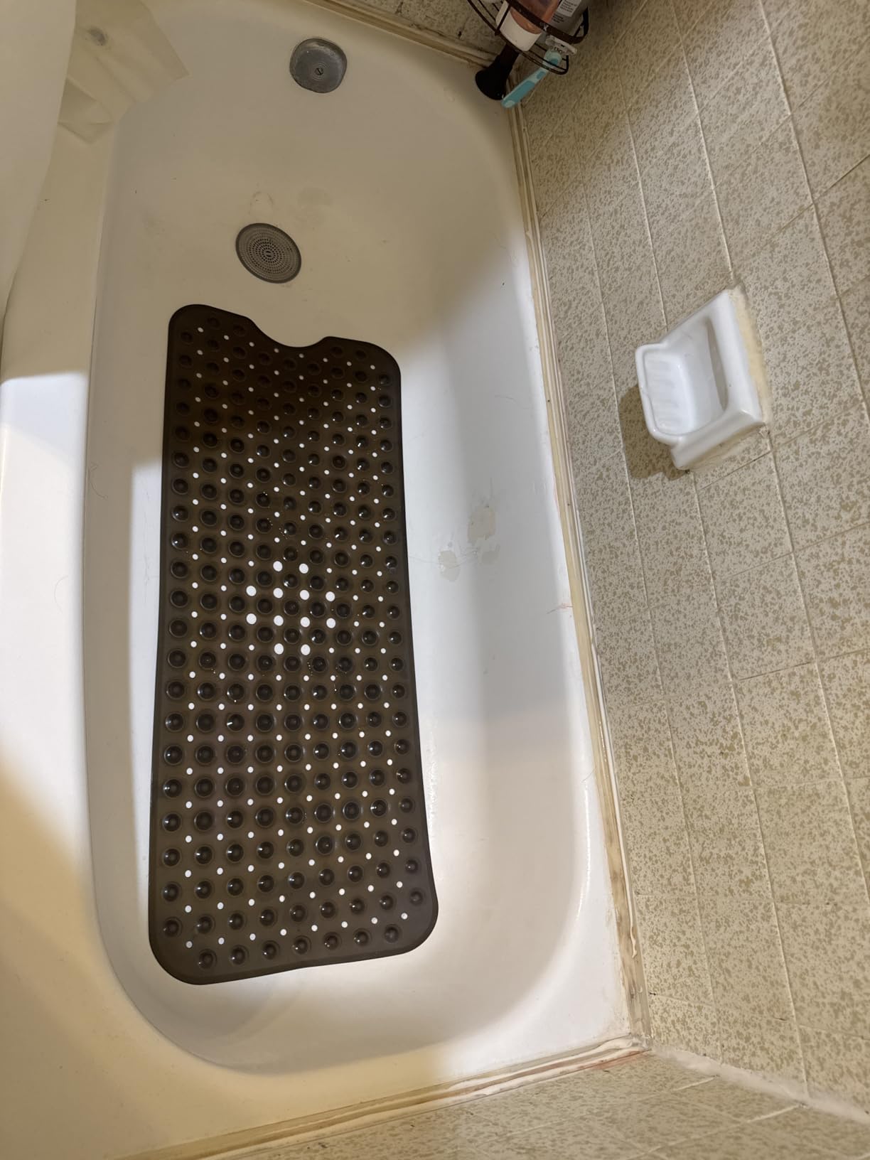 YINENN Bath and Shower Safety Mats 40x16 inch, Non Slip with Suction Cups for Bathroom Stall and Tub Floor, Extra Large and Machine Washable, Drain Holes Keep Bathtub Clean, Clear customer photo 2