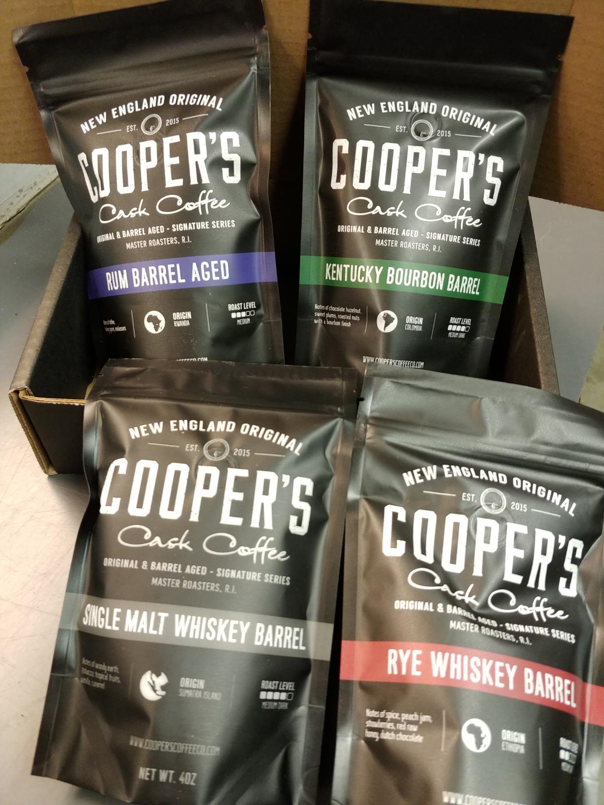 Bourbon & Whiskey Barrel Aged Coffee Box Set with Four Whole Bean Single Origin Coffees (Colombia, Sumatra, Ethiopia, Rwanda) Premium Small-Batch Gourmet Roasted Coffee Gift (Pack or 4) customer photo 2