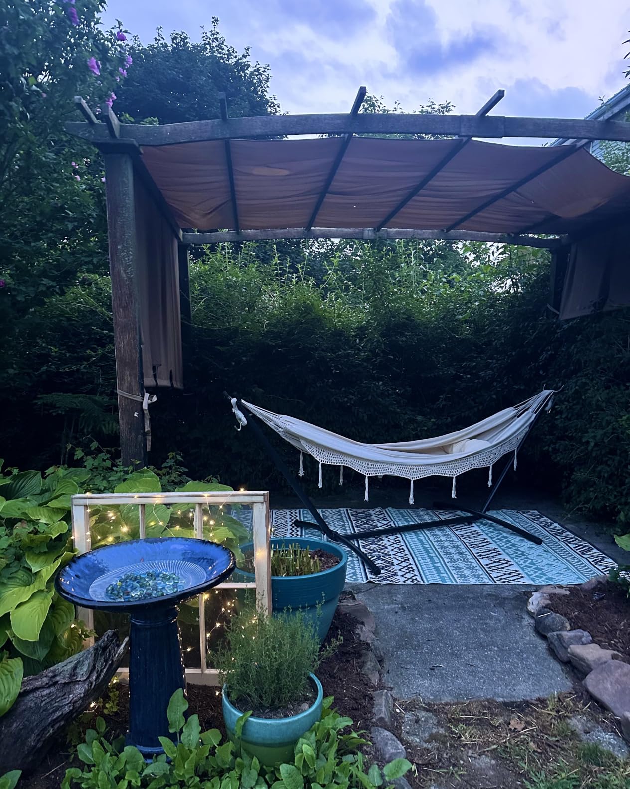 Lazy Daze Portable Hammock with Stand, Free Standing Hammocks for Indoor Outdoor Patio Yard, Has a Carrying Bag and Pillow, 9ft Steel Hamacas Heavy Duty 2 Person Amaca 450 lbs Capacity(White) customer photo 2