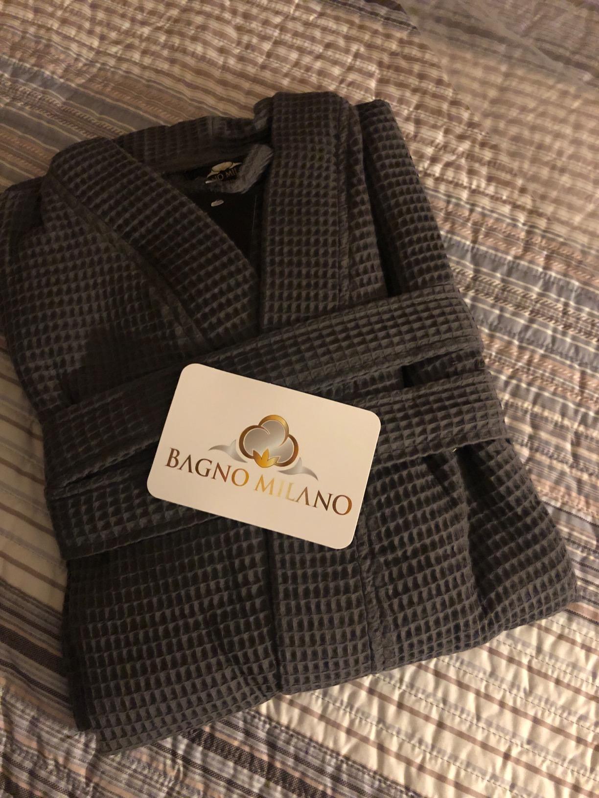 BAGNO MILANO 100% Turkish Cotton Waffle Men's Bathrobe, Soft Spa & Hotel customer photo 2
