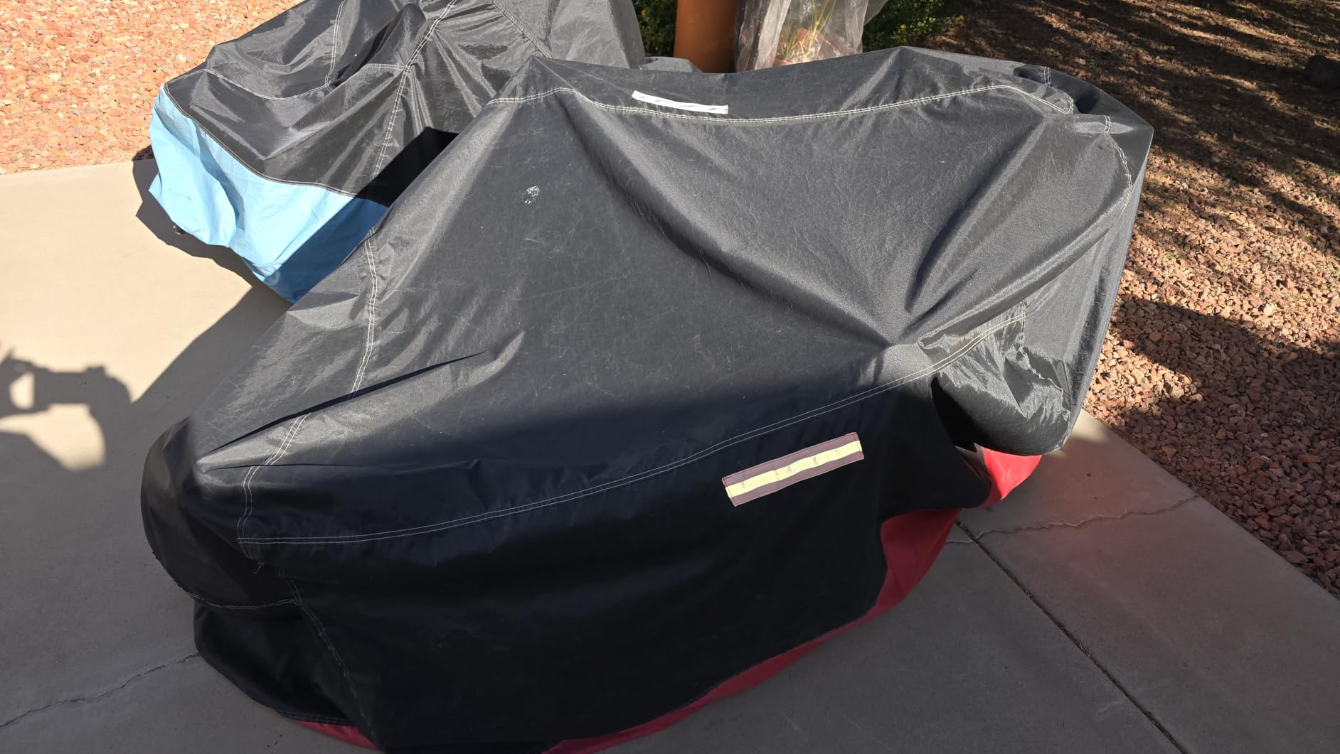 Favoto Motorcycle Cover Waterproof Outdoor Motorcycle Cover Heavy Duty | Windproof Motorcycle Tarp All Weather Rain UV Protection with Lock-Holes Night Reflective Strips&Storage Bag Fits up to 96.5