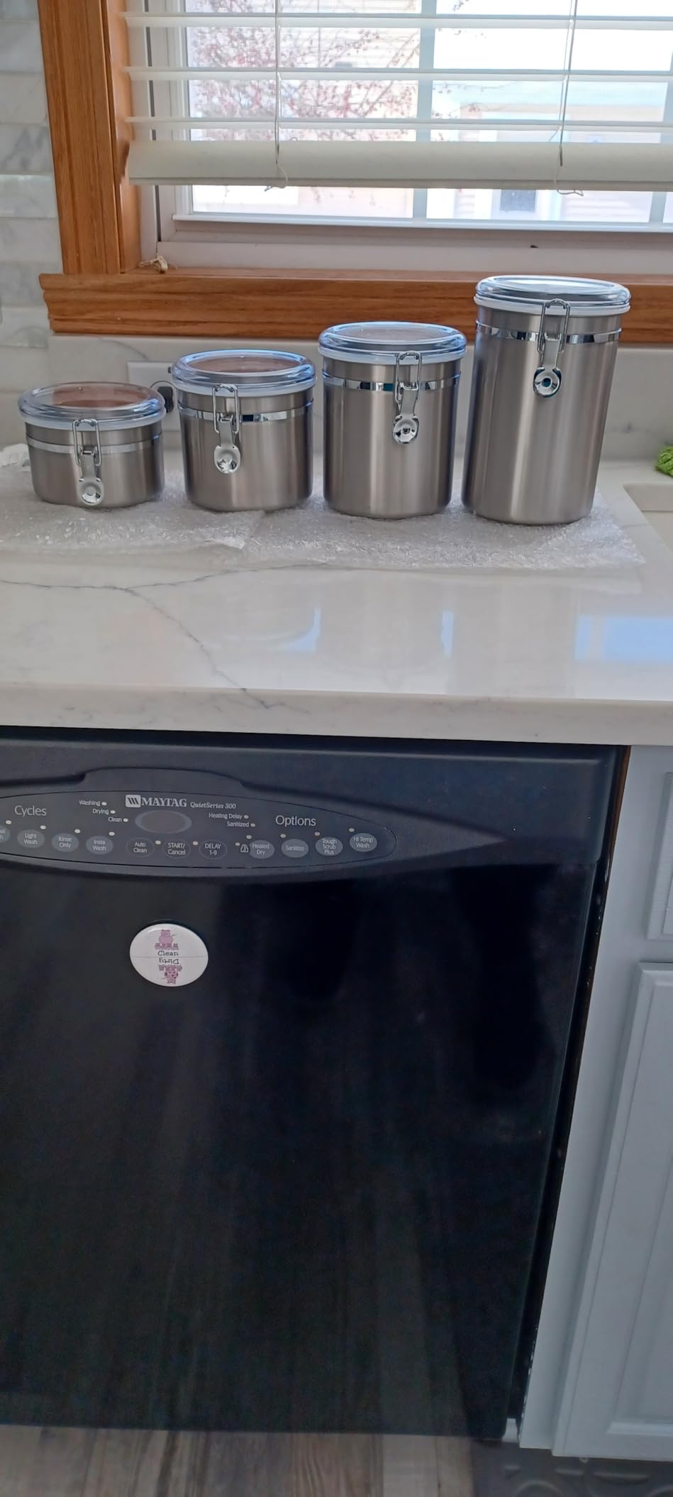 ENLOY 4-Piece Stainless Steel Airtight Food Storage Canister Set with Lid | Food-grade Stainless Steel Food Containers Set with Clear Lid for Sugar, Flour, Tea, Candy, Cookie, Spice, 28/32/38/65oz customer photo 1