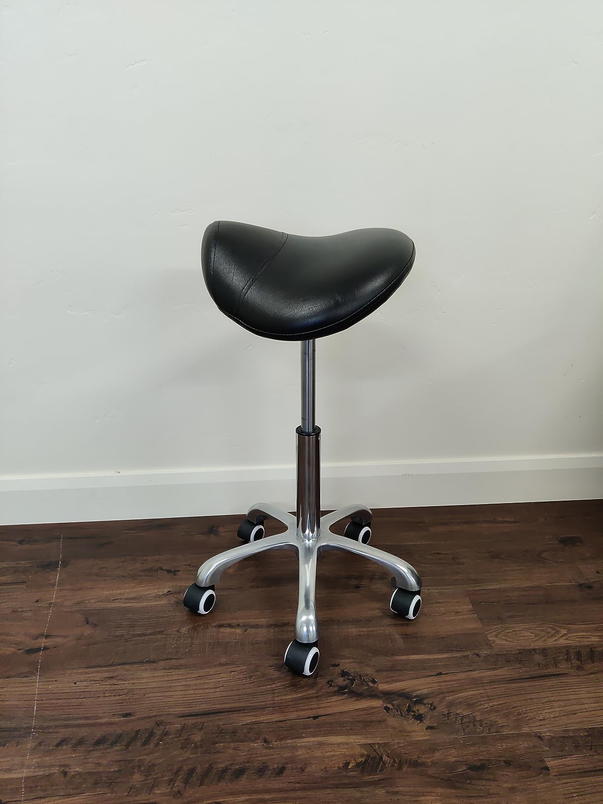 Saddle Stool Rolling Chair for Medical Massage Salon Kitchen Spa Drafting, Adjustable Hydraulic Stool with Wheels (Without Backrest, Black) customer photo 2