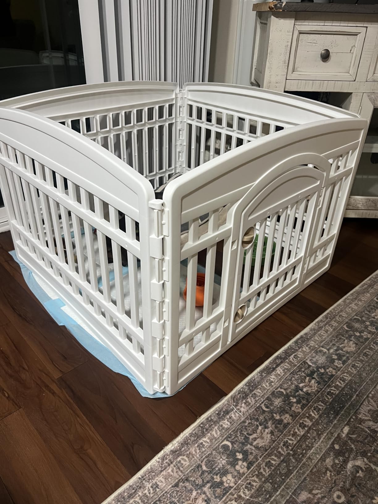 IRIS USA 4-Panel Dog Playpen, Pet Enclosure, White | Puppy Training, Configurable Layout, Multi-Shape Setup, Custom Pen Configuration, Secure Door Latch, Stable Non-Tip Base customer photo 1