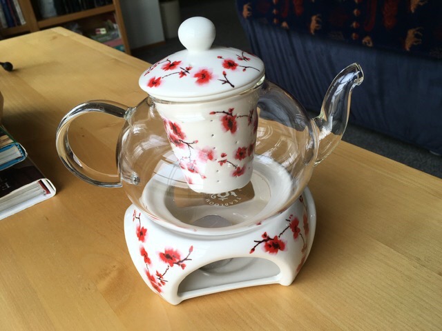 Teabloom Petite Cherry Blossom Teapot & Flowering Tea Gift Set - Glass Teapot (27 OZ / 2-3 Cups), Porcelain Lid, Loose Tea Infuser, Tea Warmer + Candle, 2 Flowering Teas customer photo 1