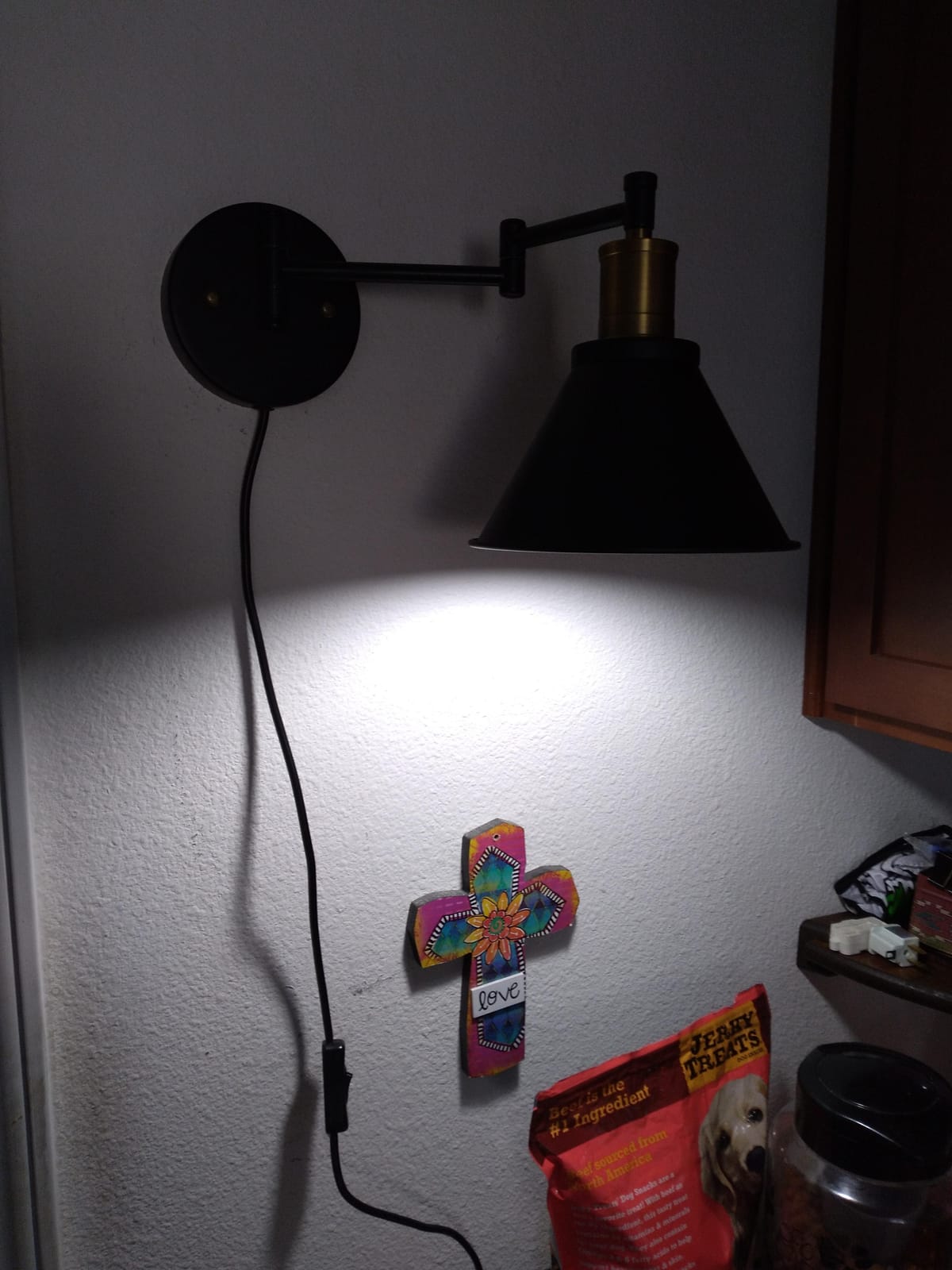 Swing Arm Wall Lamp Plug-in Cord Industrial Wall Sconce, Bronze and Black Finish, with On/Off Switch, E26 Base, 1-Light Bedroom Wall Lights Fixtures, Bedside Reading Lamp customer photo 2