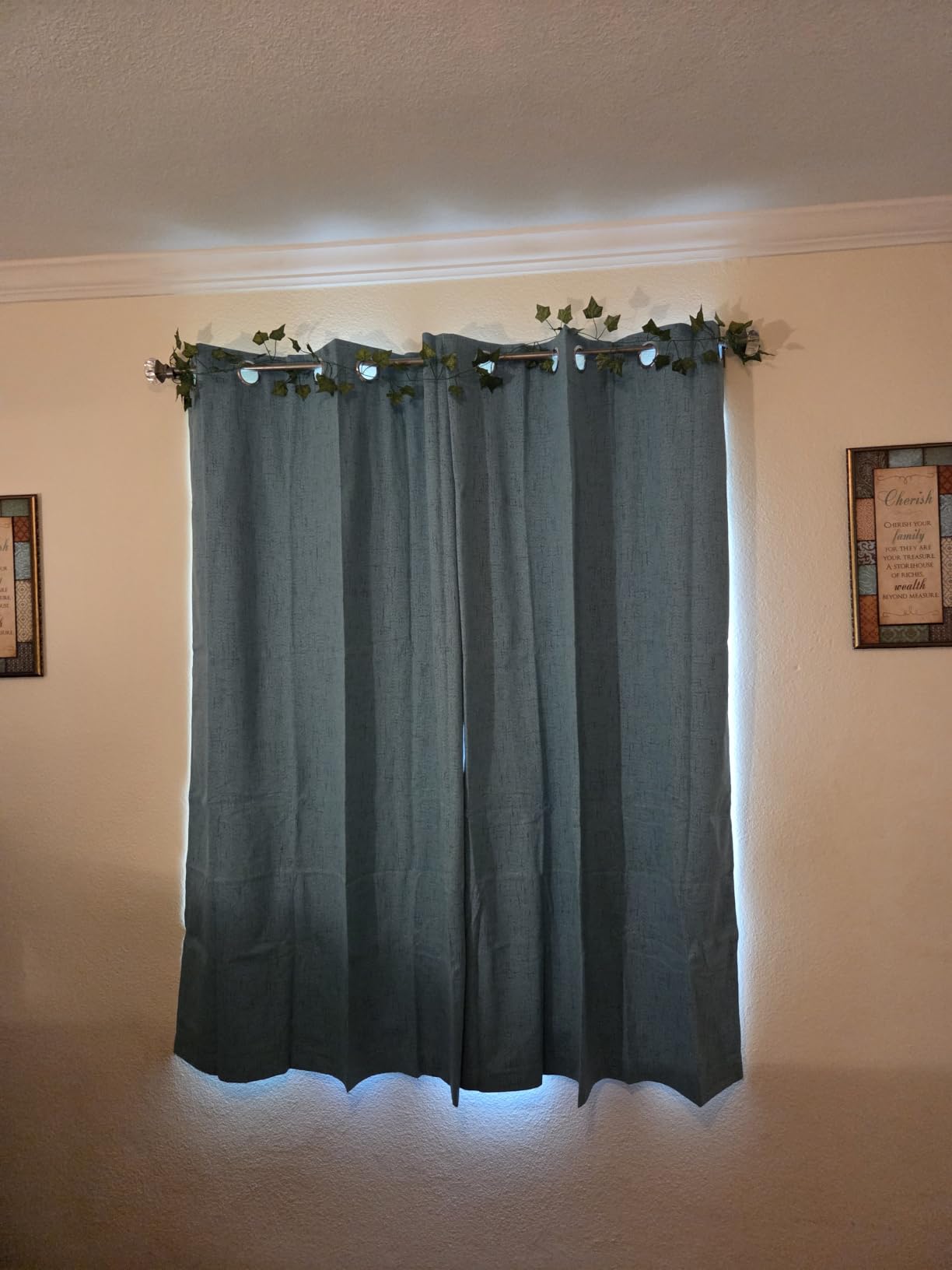 H.VERSAILTEX Linen Blackout Curtain Durable Thick Textured Linen Look 100% Blackout Patio Door Curtain Anti Rust Grommet Extra Wide Sliding Door Curtain Panel, W100 x L84 inch - Natural customer photo 2