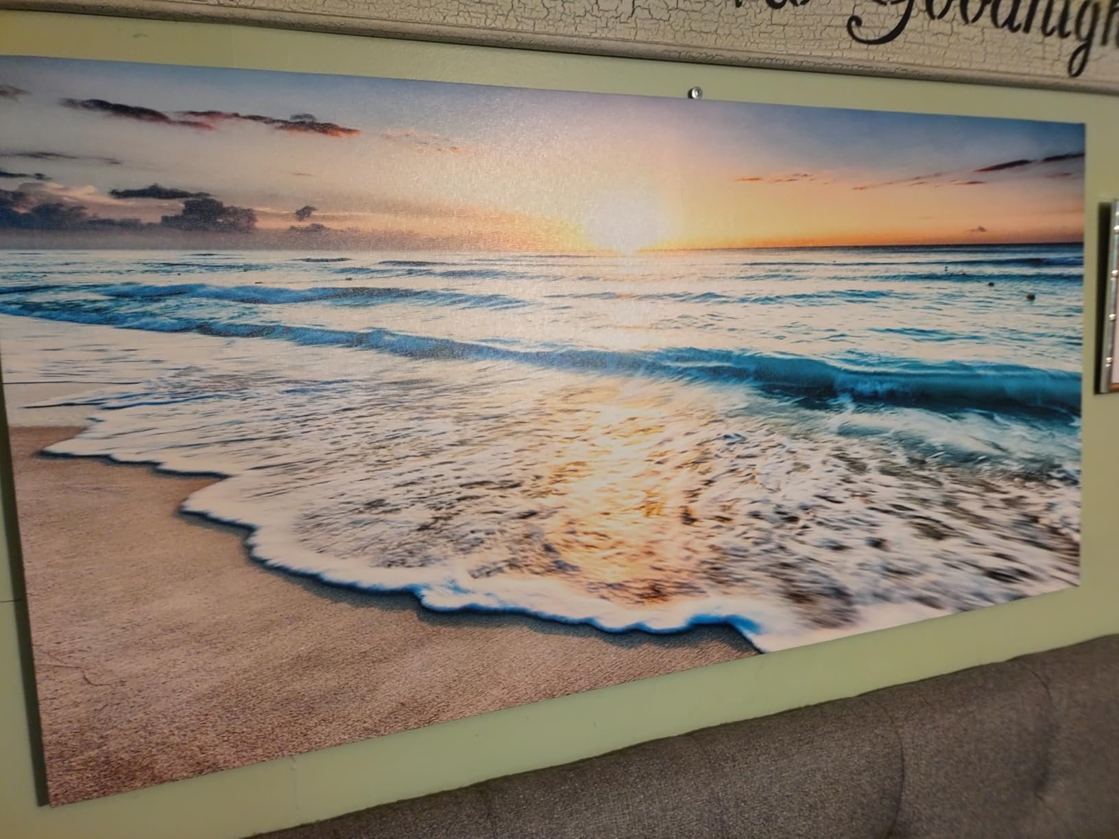 Baisuart S02250 Canvas Prints Wall Art Beach Sunset Ocean Waves Nature Pictures Stretched Canvas Wooden Framed for living Room Bedroom and Office customer photo 1
