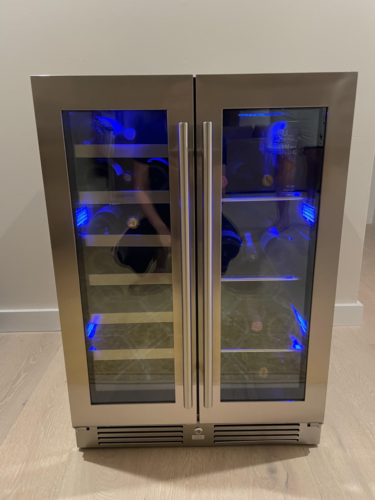Zephyr Presrv 24 Inch Wine Fridge & Beverage Refrigerator Dual Zone Under Counter - Wine Cooler Cellars Small Beer Fridge Cabinet Drink Chiller Freestanding with French Glass Door 21 Bottles, 64 Cans customer photo 1