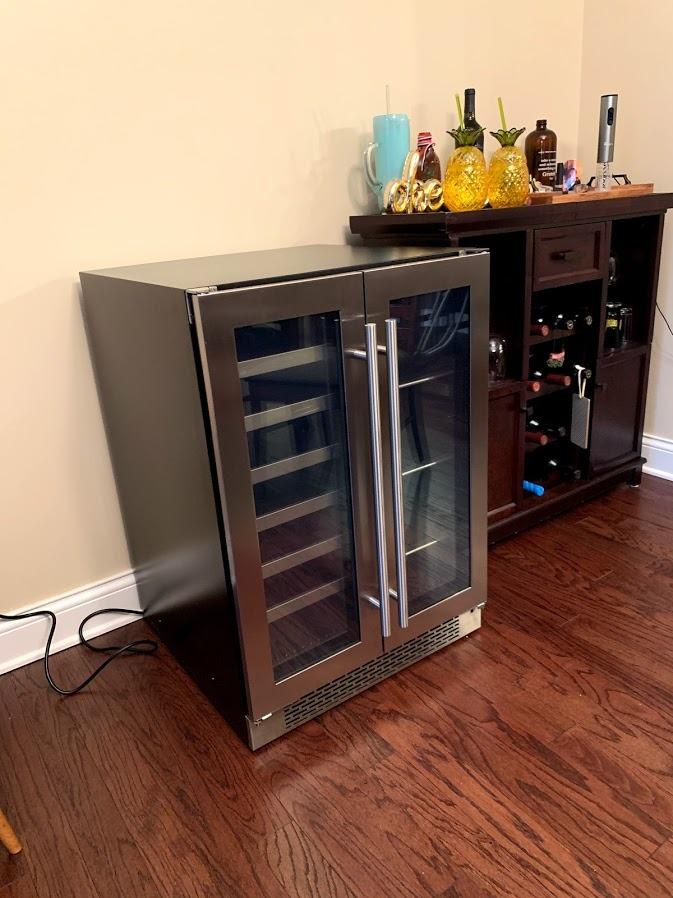 Zephyr Presrv 24 Inch Wine Fridge & Beverage Refrigerator Dual Zone Under Counter - Wine Cooler Cellars Small Beer Fridge Cabinet Drink Chiller Freestanding with French Glass Door 21 Bottles, 64 Cans customer photo 2