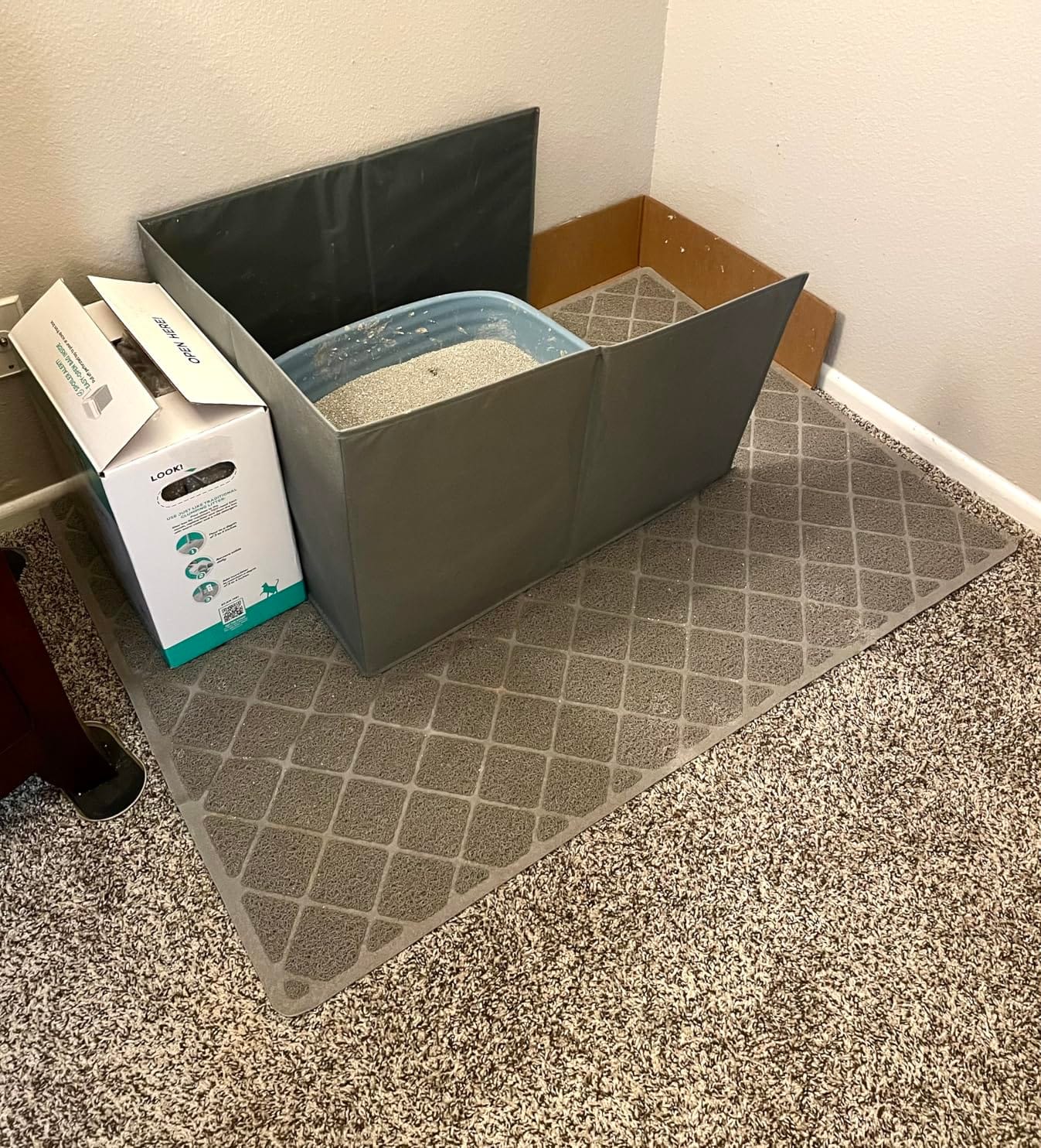 GORILLA GRIP Cat Litter Box Mat, Coiled Mesh Trapping Mats, 24x17 Gray | Soft on Paws, Scatter Control for Less Mess, Phthalate Free, Ultra Deep Catch Grooves, Rinse or Vacuum to Clean customer photo 2