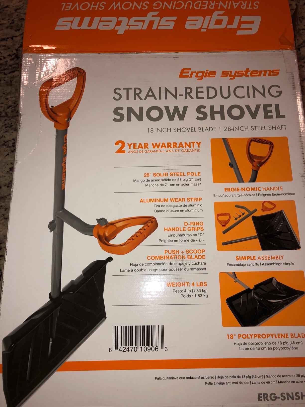 ErgieShovel Ergonomic Snow Shovel with 18-Inch Push Scoop Blade and 34.5-Inch Steel Shaft, 4 Lb - Heavy-Duty Lightweight Shoveling Tool for Ice Removal, ERG-SNSH18 customer photo 1
