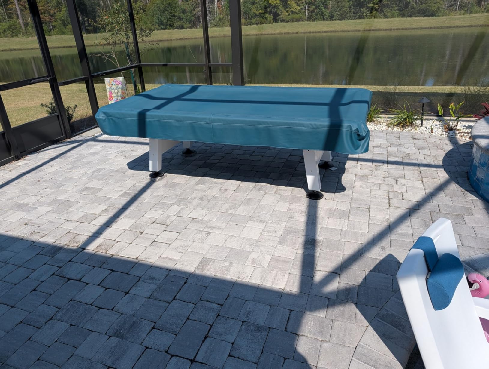 Hathaway Alpine 8-ft Outdoor Pool Table with Aluminum Frame and Waterproof Felt - Includes Accessories, White customer photo 2