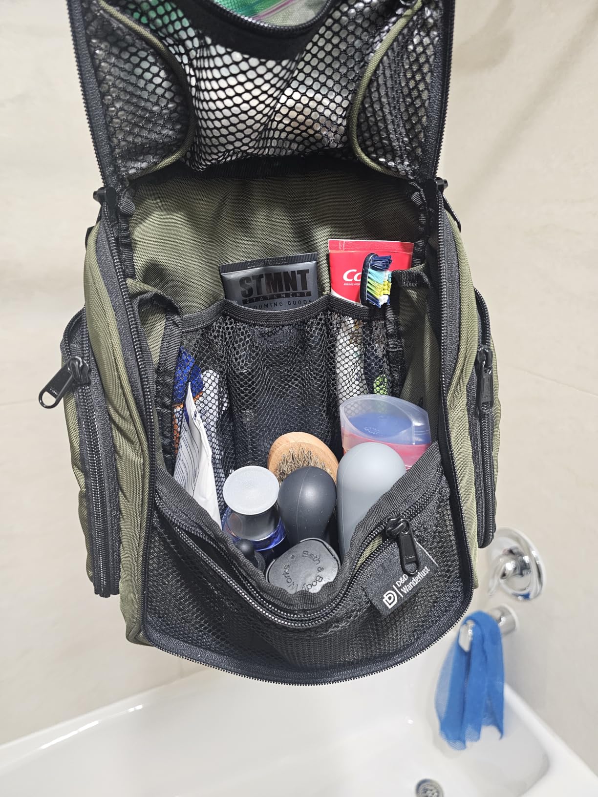 D&D Wanderlust D&D Hanging Travel Toiletry Bag for Men and Women - Cosmetics, Makeup and Toiletries Organizer Kit with 10 Compartments customer photo 2